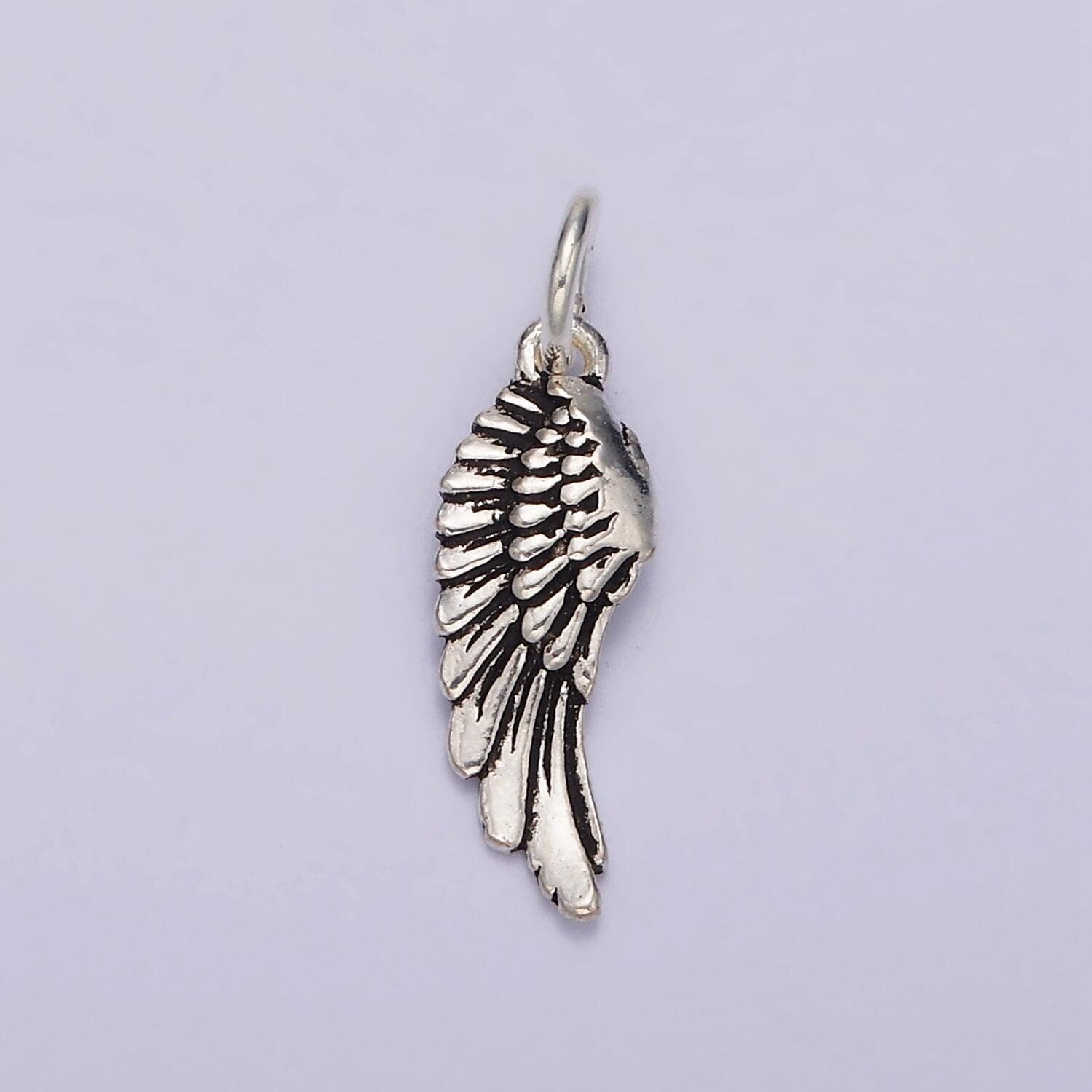 Dainty singe wing charm in 925 sterling silver pendant angel wing jewelry sl-362