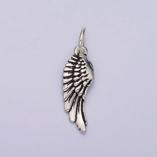 Dainty singe wing charm in 925 sterling silver pendant angel wing jewelry sl-362