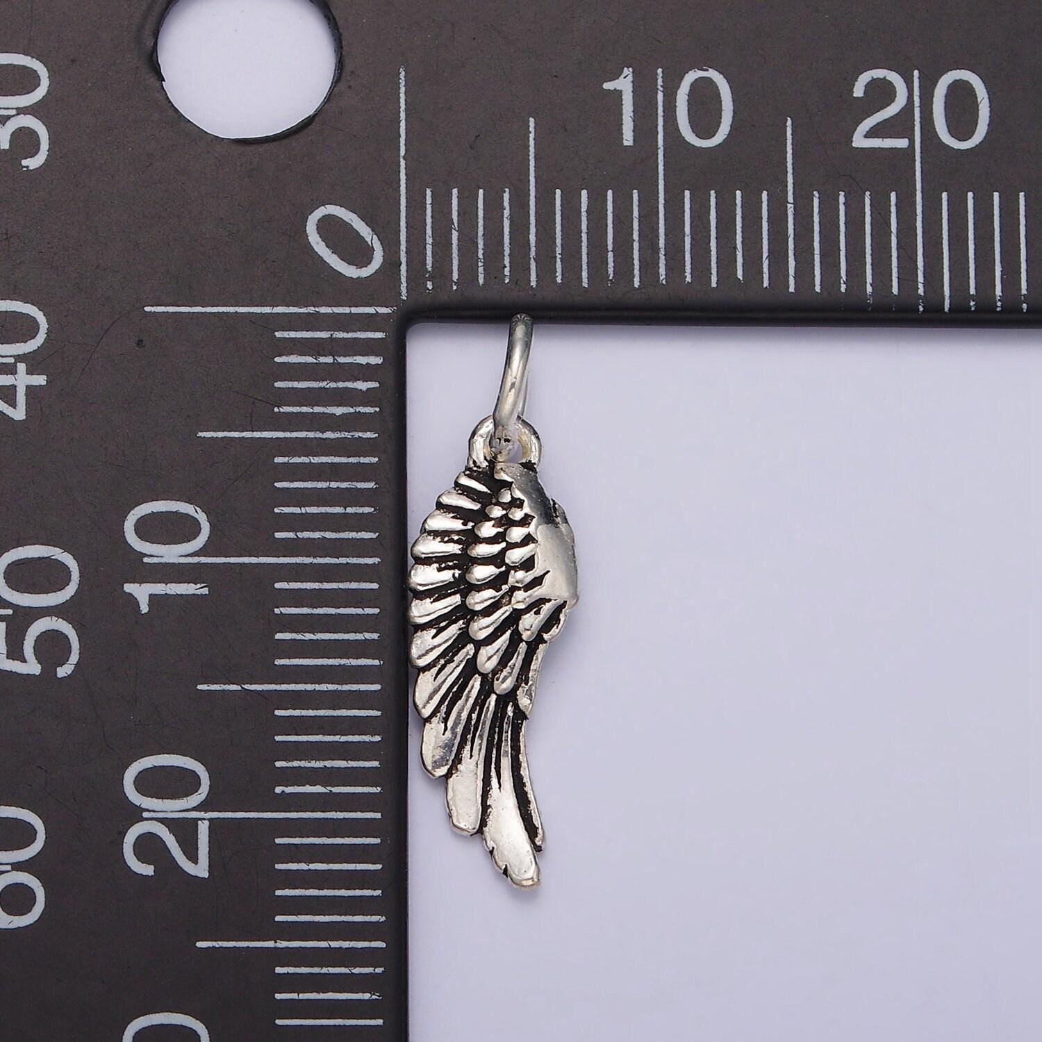 Dainty singe wing charm in 925 sterling silver pendant angel wing jewelry sl-362