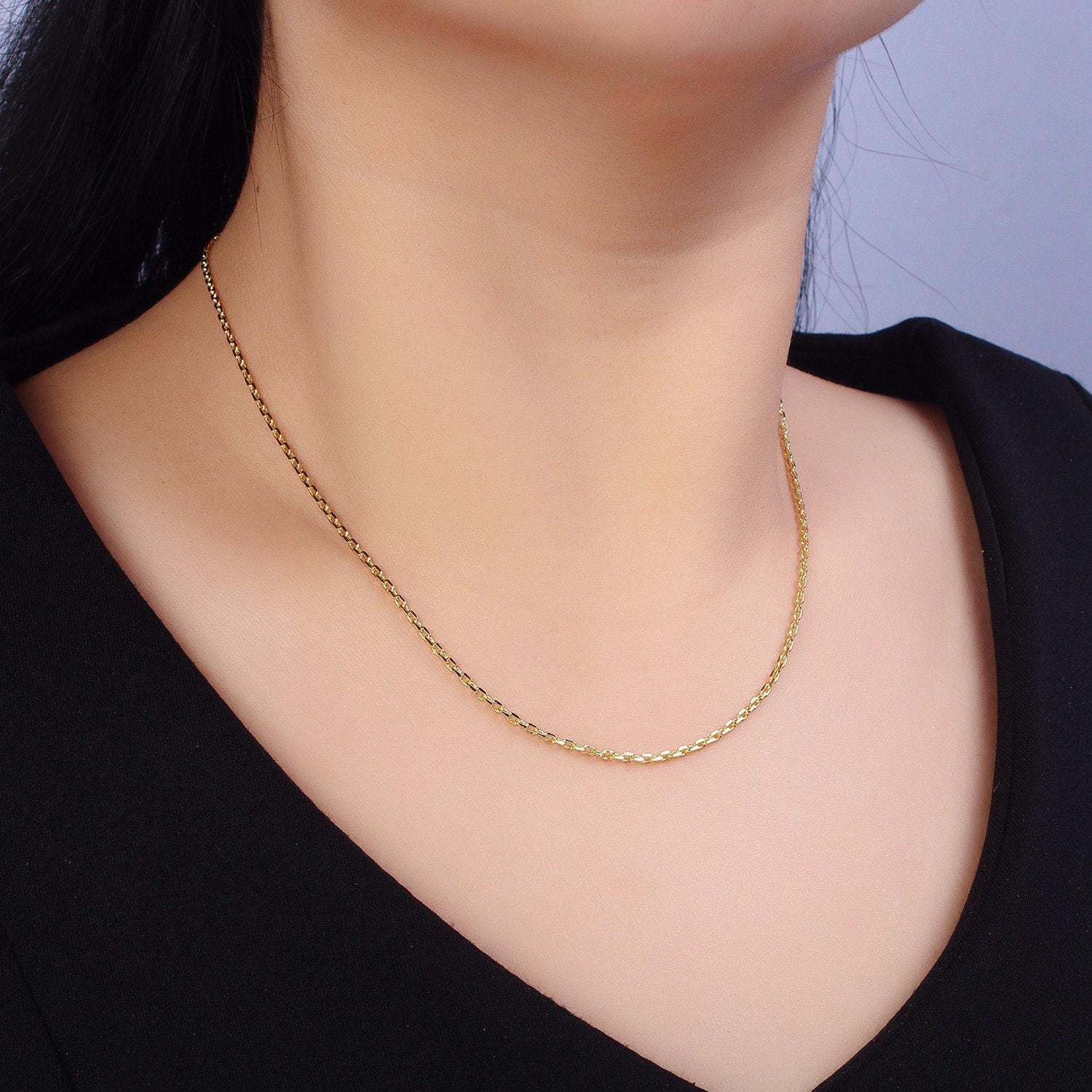 Dainty gold cable chain 17.75 inch necklace simple, everyday layering necklace wa1642
