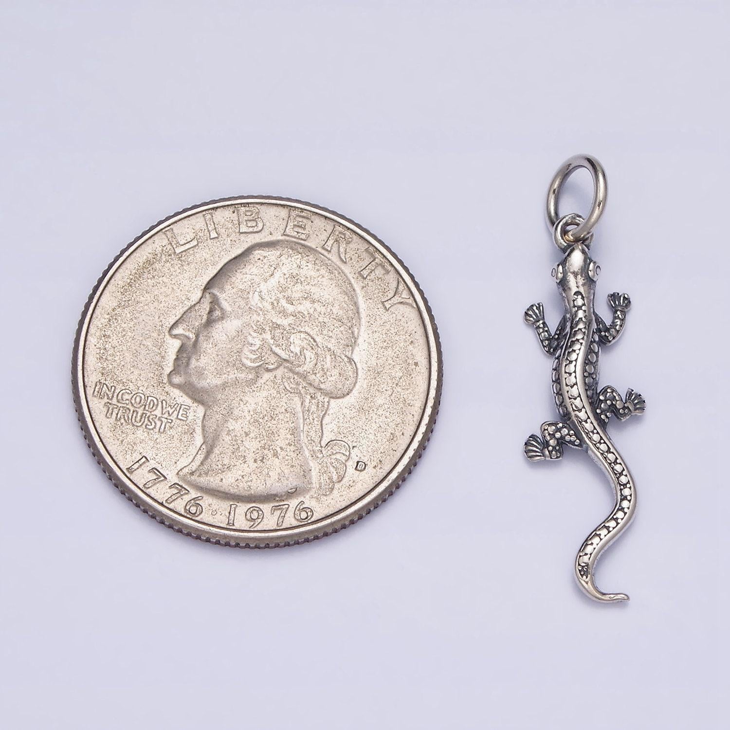 S925 sterling silver lizard necklace charm, gecko necklace pendant, sterling silver bracelet charm, salamander charm sl-293