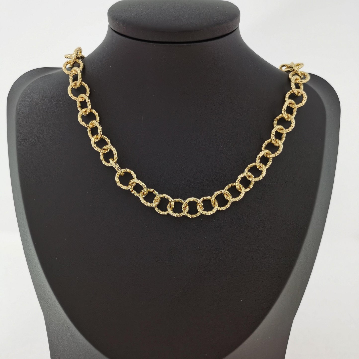 24k gold oval rolo chain by yard, oval link chain by foot, wholesale bulk roll chain for jewelry making, width 10mm, 210