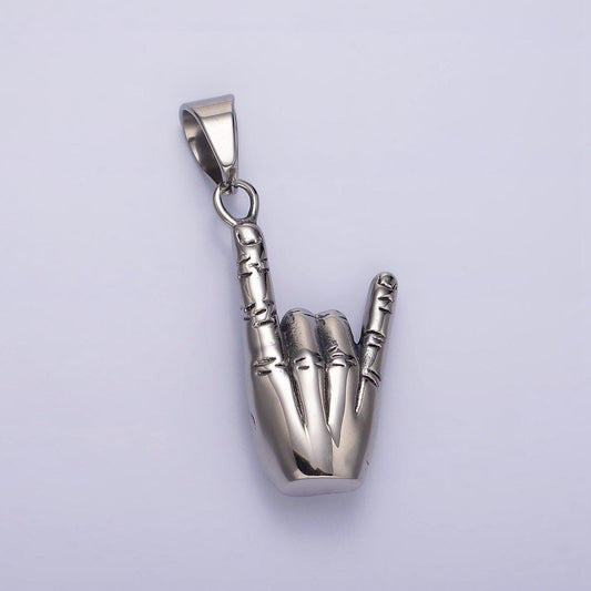 Stainless steel 48mm shaka "love" asl rock on hand gesture pendant | p759