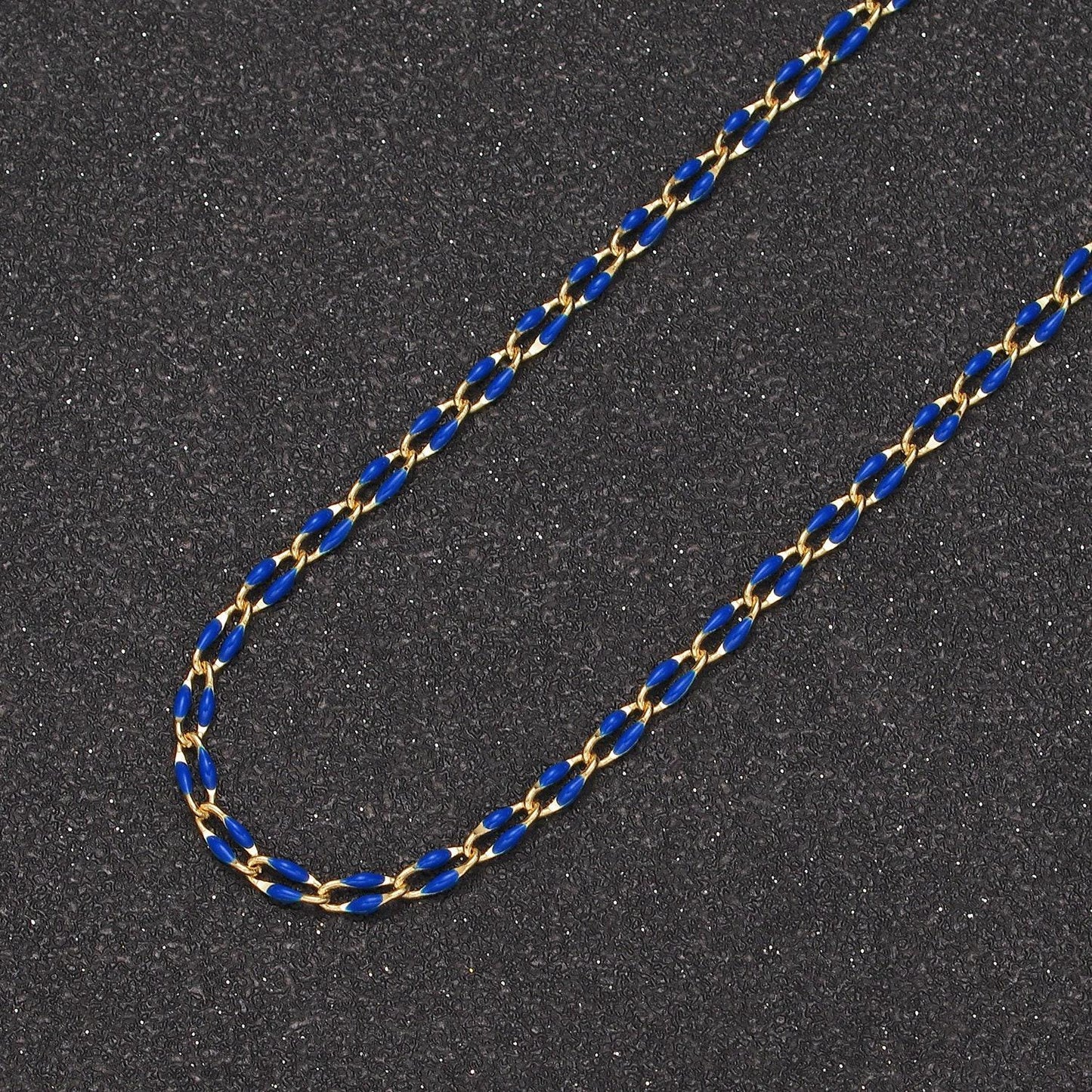 Silver blue, black, white, pink cable enamel chain jewelry making supply bracelet necklace anklet component by yard unfinished chain 1451