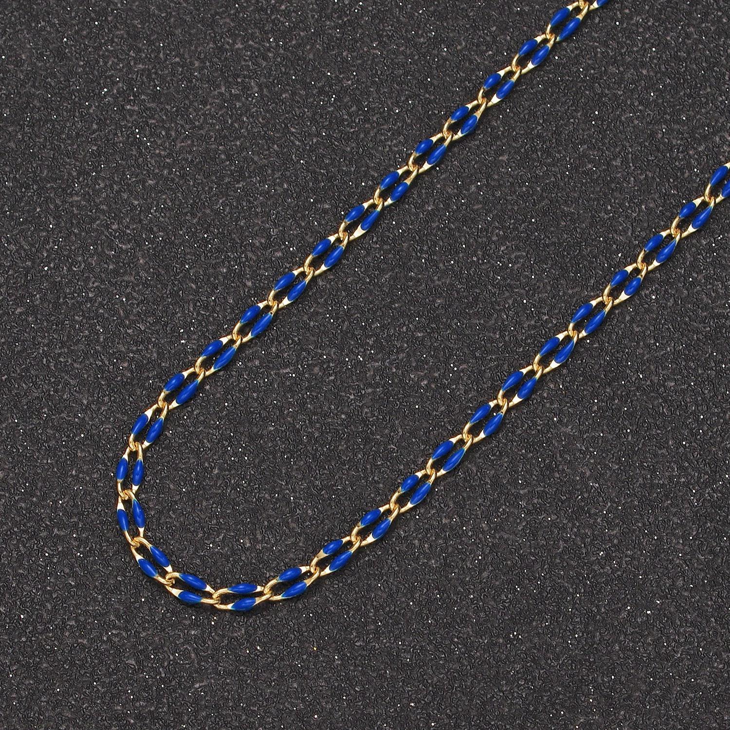 Silver blue, black, white, pink cable enamel chain jewelry making supply bracelet necklace anklet component by yard unfinished chain 1451
