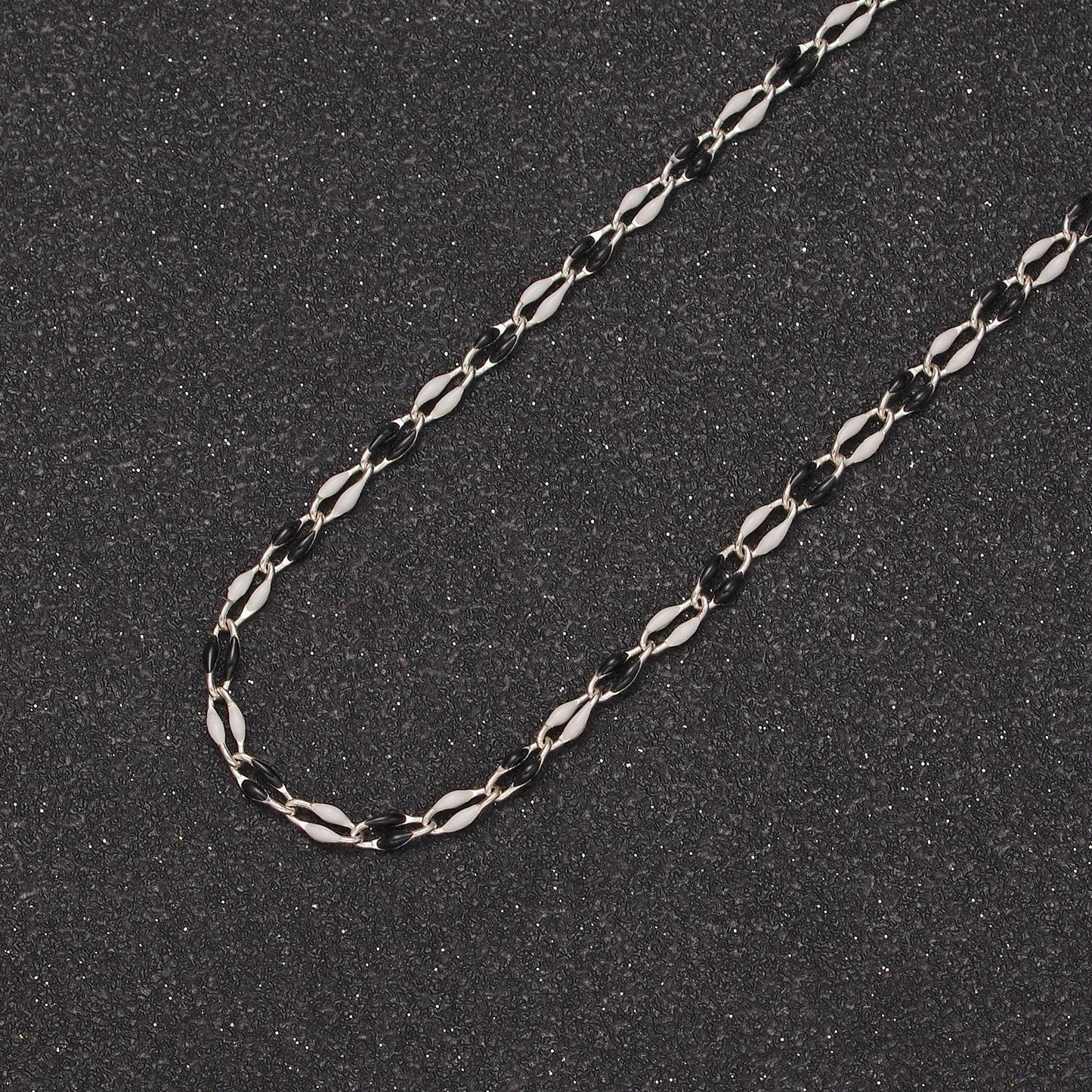 Silver blue, black, white, pink cable enamel chain jewelry making supply bracelet necklace anklet component by yard unfinished chain 1451
