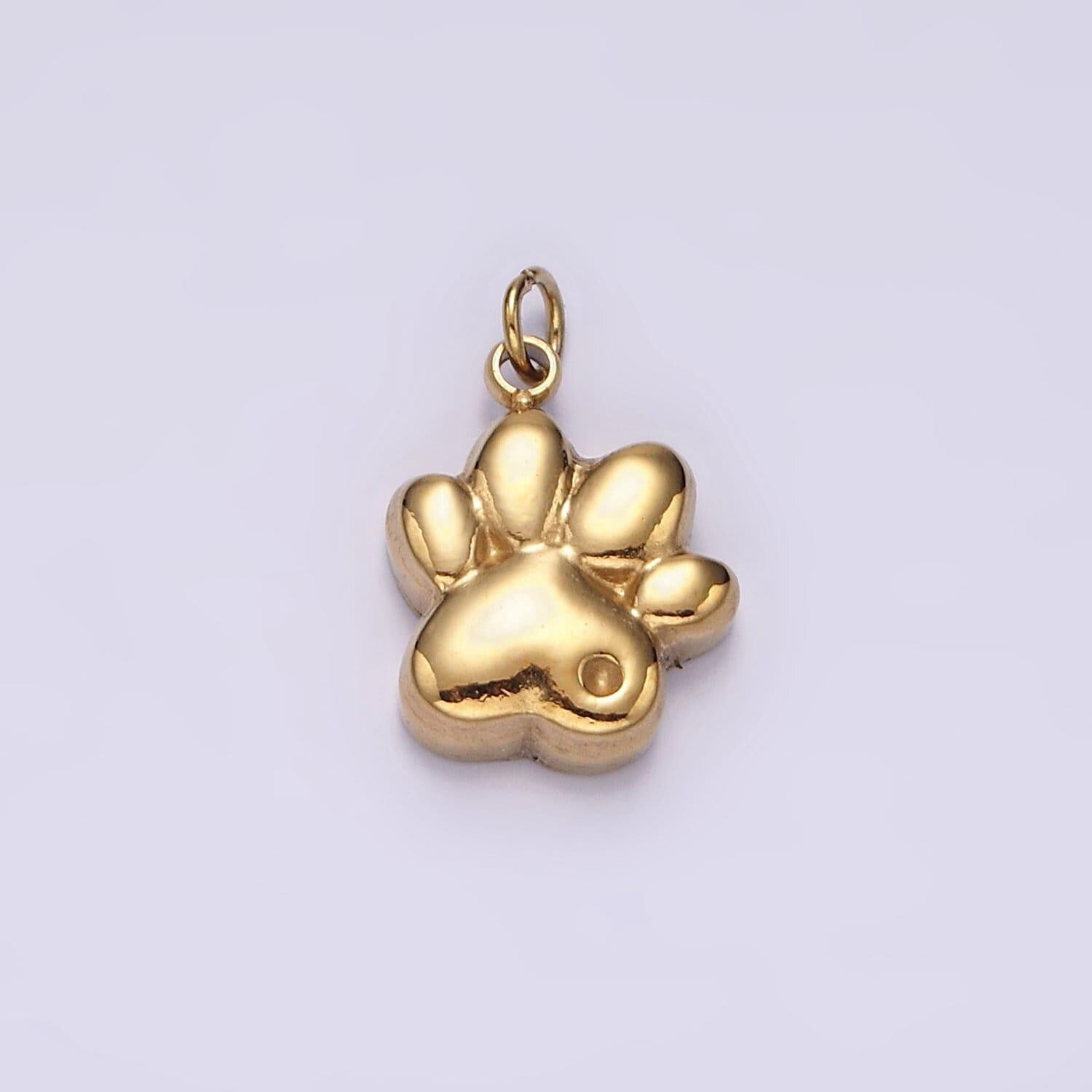 Stainless steel dot pawprint pet animal minimalist charm in gold & silver | p1309