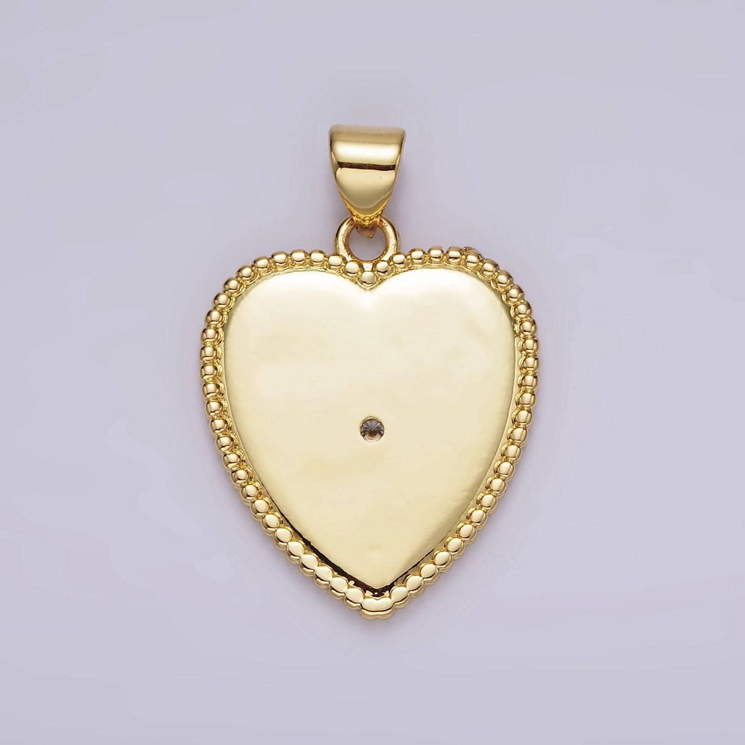 14k gold filled clear cz sunburst heart dotted pendant | aa1097