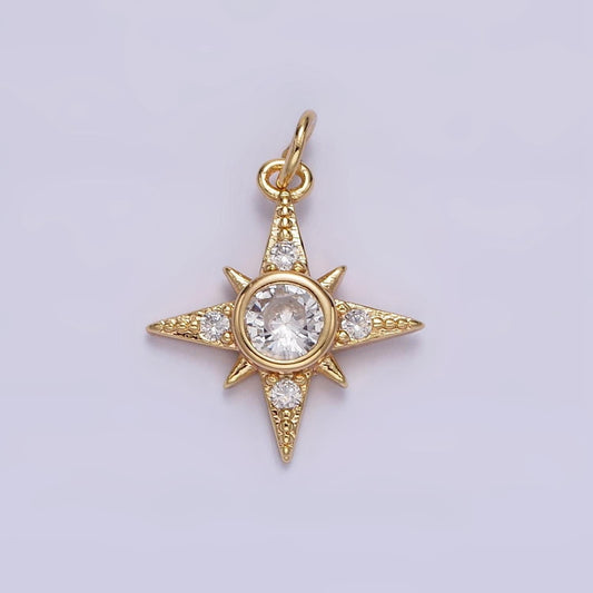 Mini gold north star charms tiny cz charm for necklace earring bracelet jewelry making supply celestial jewelry n-998