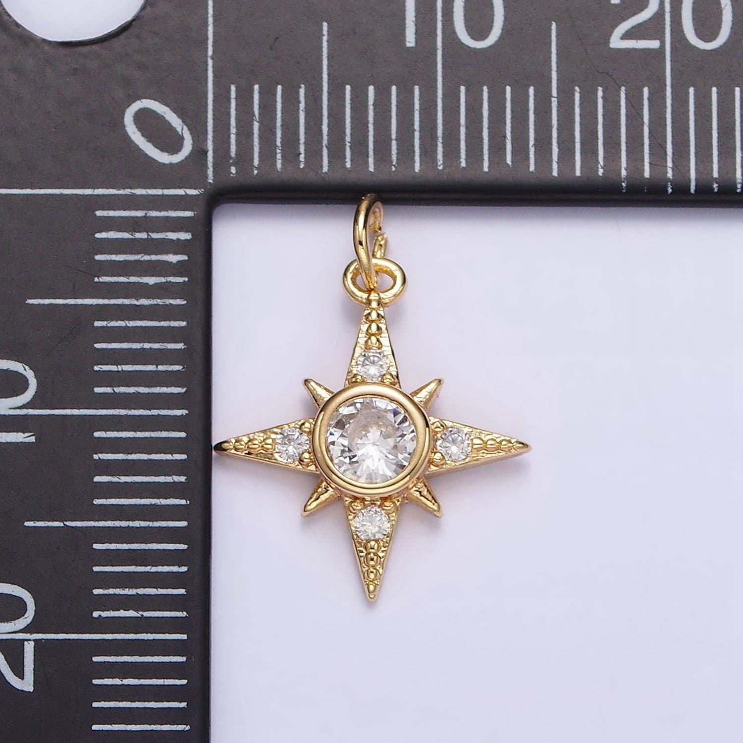 Mini gold north star charms tiny cz charm for necklace earring bracelet jewelry making supply celestial jewelry n-998