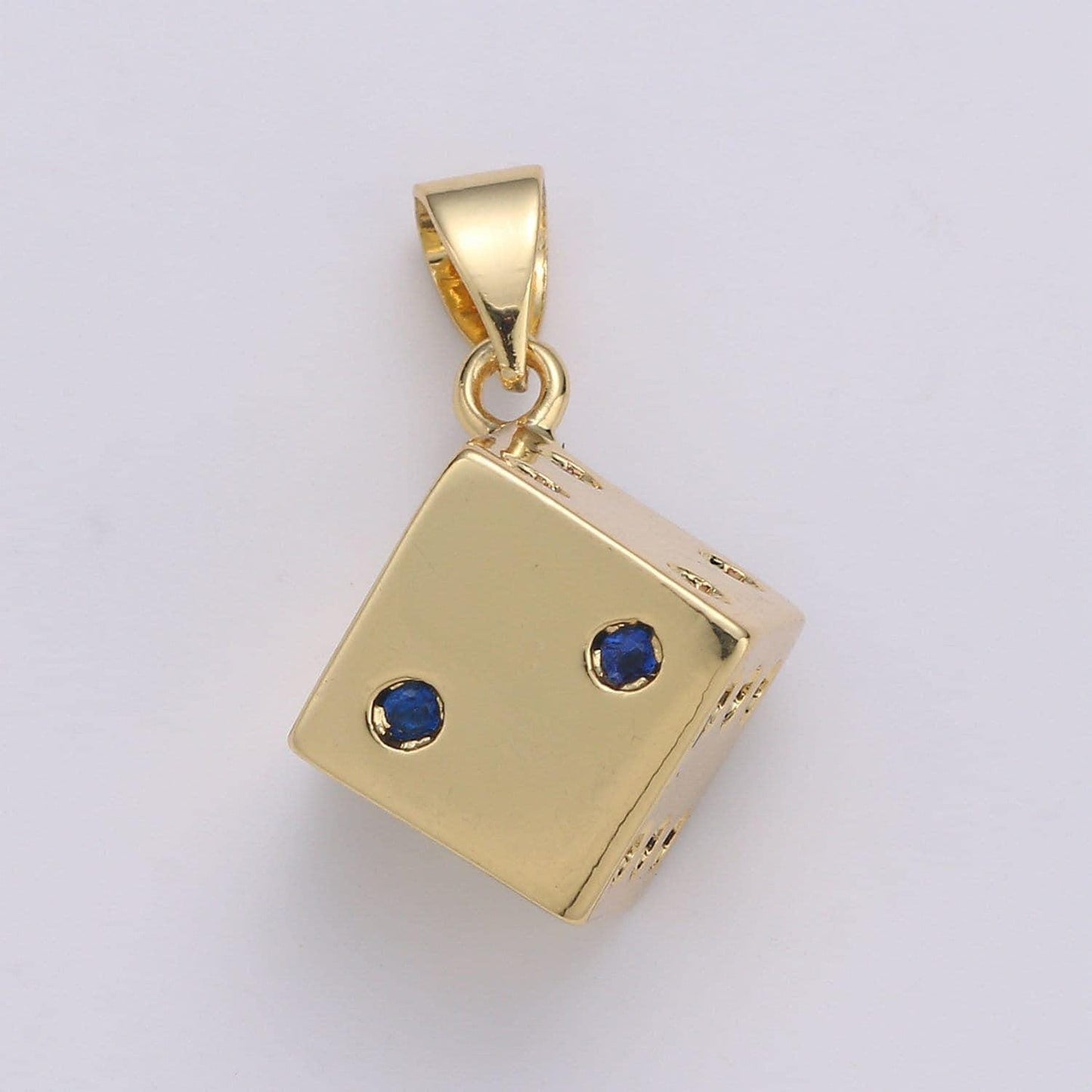 1pc dice gold filled cz charm, red & blue zirconia pendant charm,  charm, dice games for diy jewelry gold color | j-249