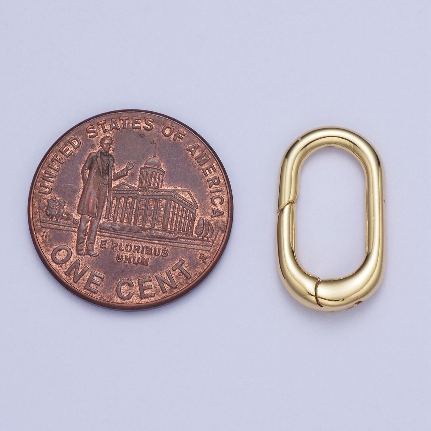 24k gold plated oval spring clasp, gold spring carabiner clasp, dainty minimalist clasp for jewelry making | l-916