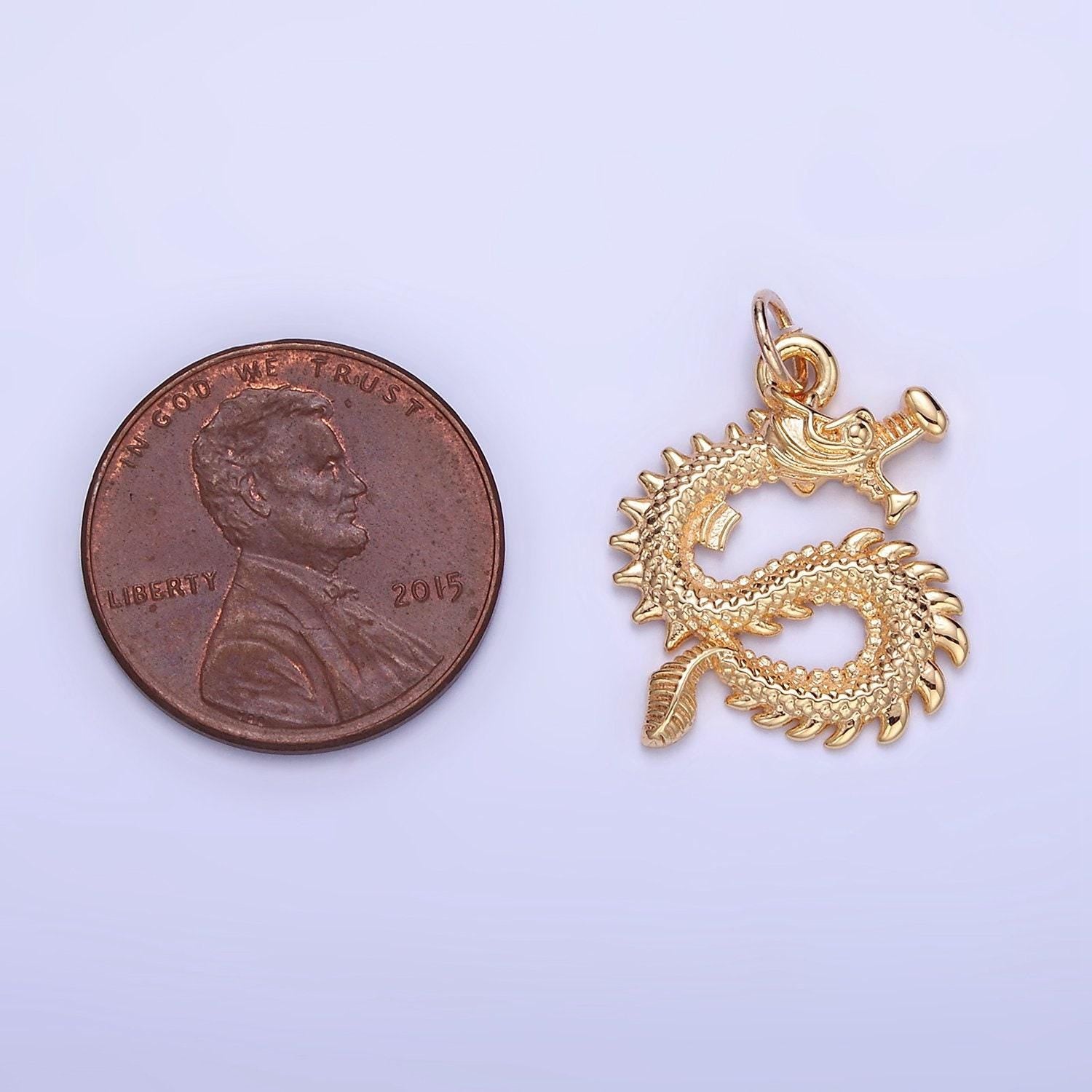 Dainty dragon charm mythical animal pendant gold dragon pendant for necklace earring supply c470