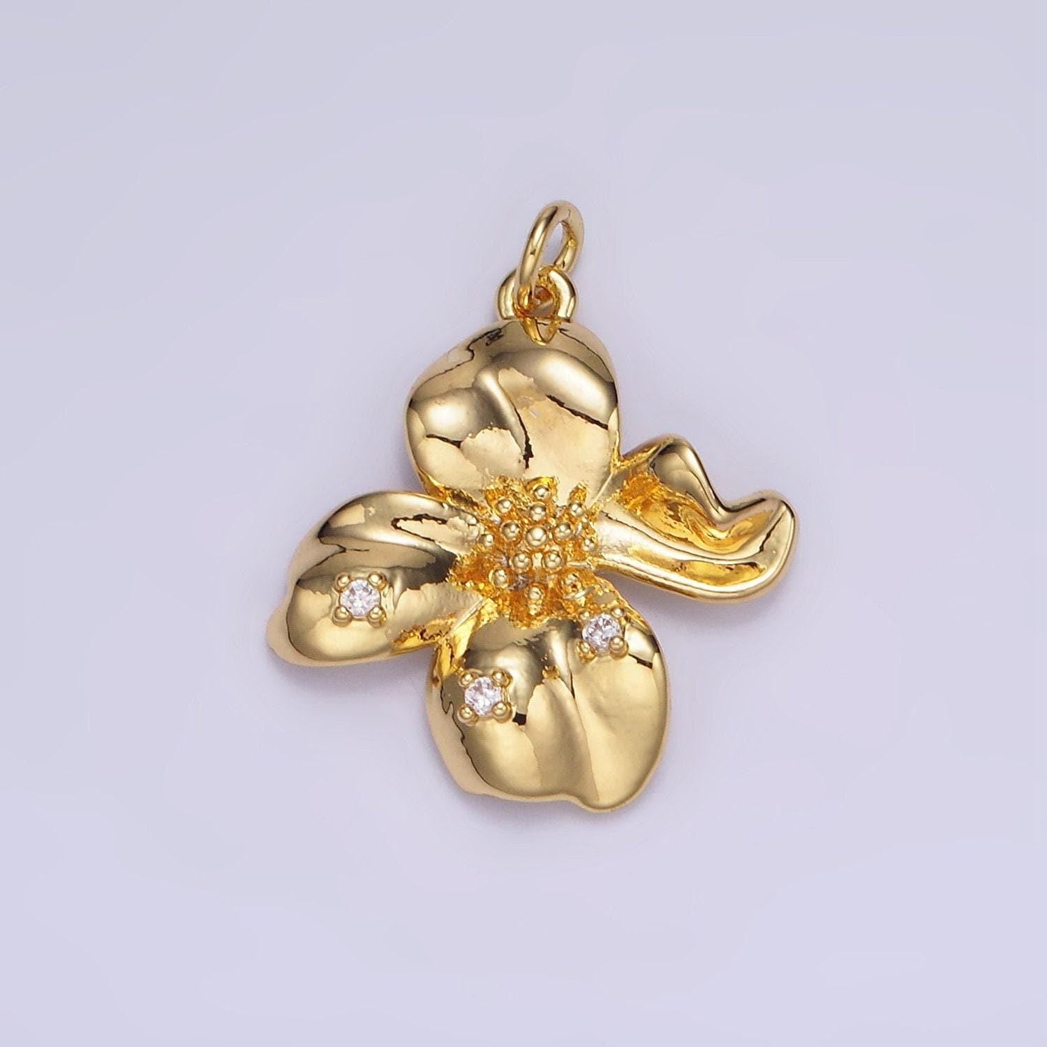 14k gold filled abstract molten flower charm minimalist floral pendant spring garden summer jewelry inspired | c242