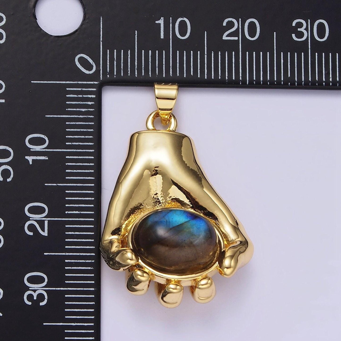 14k gold filled 34mm hand-held labradorite cabochon pendant | aa682