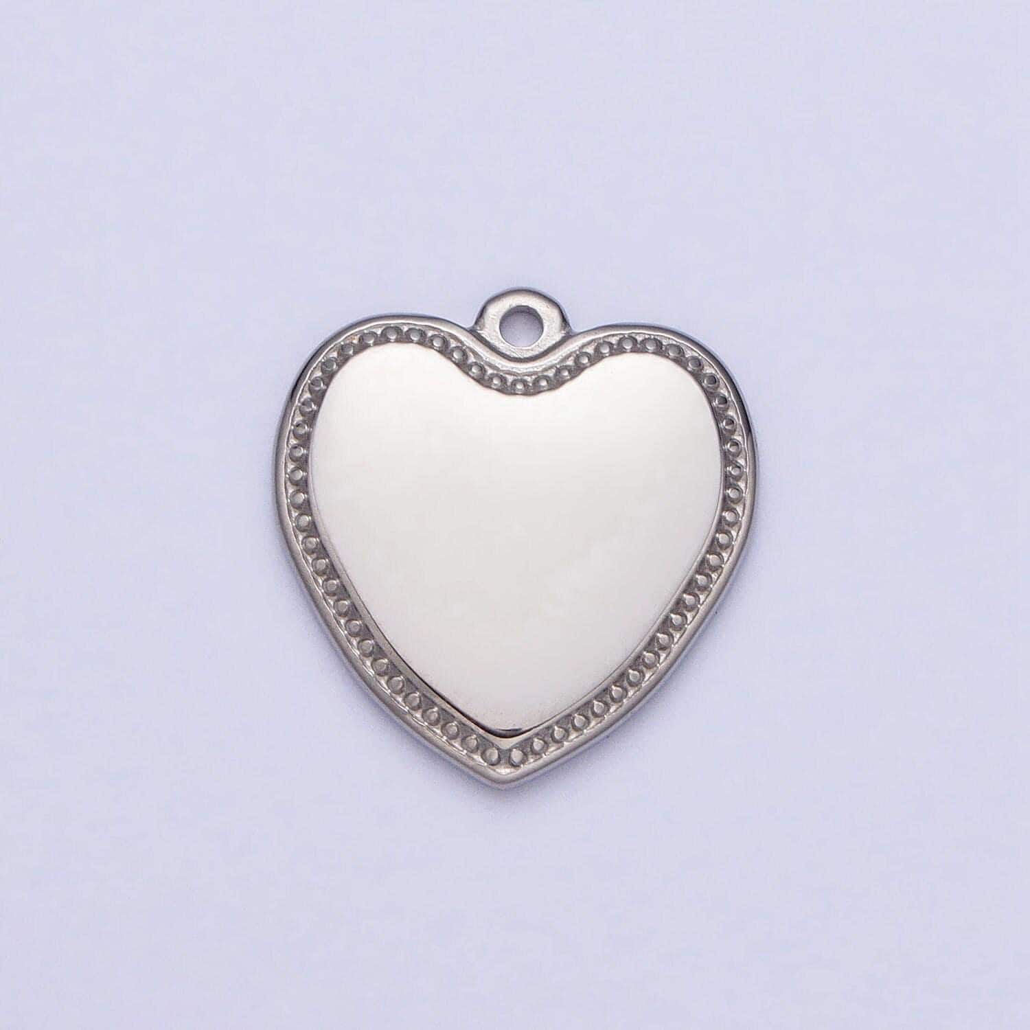 Dainty stainless steel heart charm in gold & silver love pendant lead nickel free tarnish free | p-893