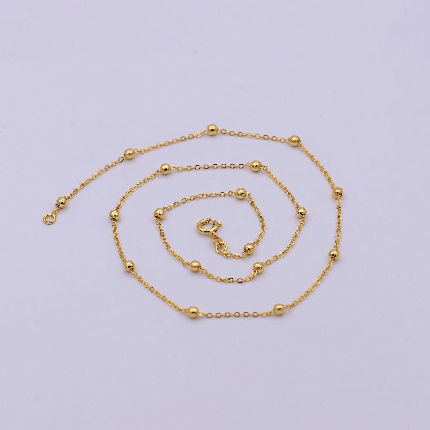 24k gold filled satellite chain dainty gold ball chain 18 / 24 inches ready to wear necklace w/ spring ring clasps | wa-527