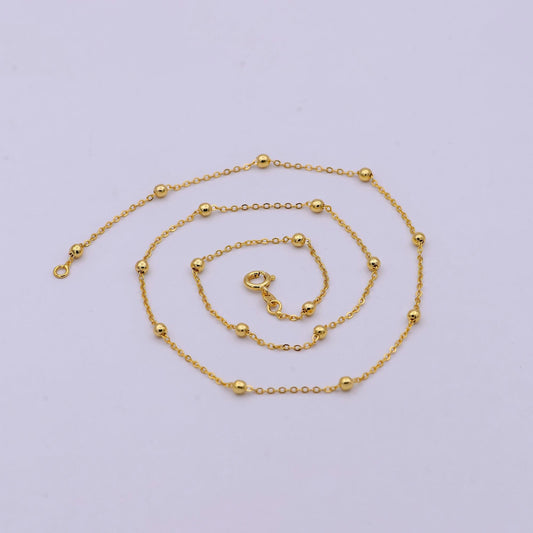 24k gold filled satellite chain dainty gold ball chain 18 / 24 inches ready to wear necklace w/ spring ring clasps | wa-527