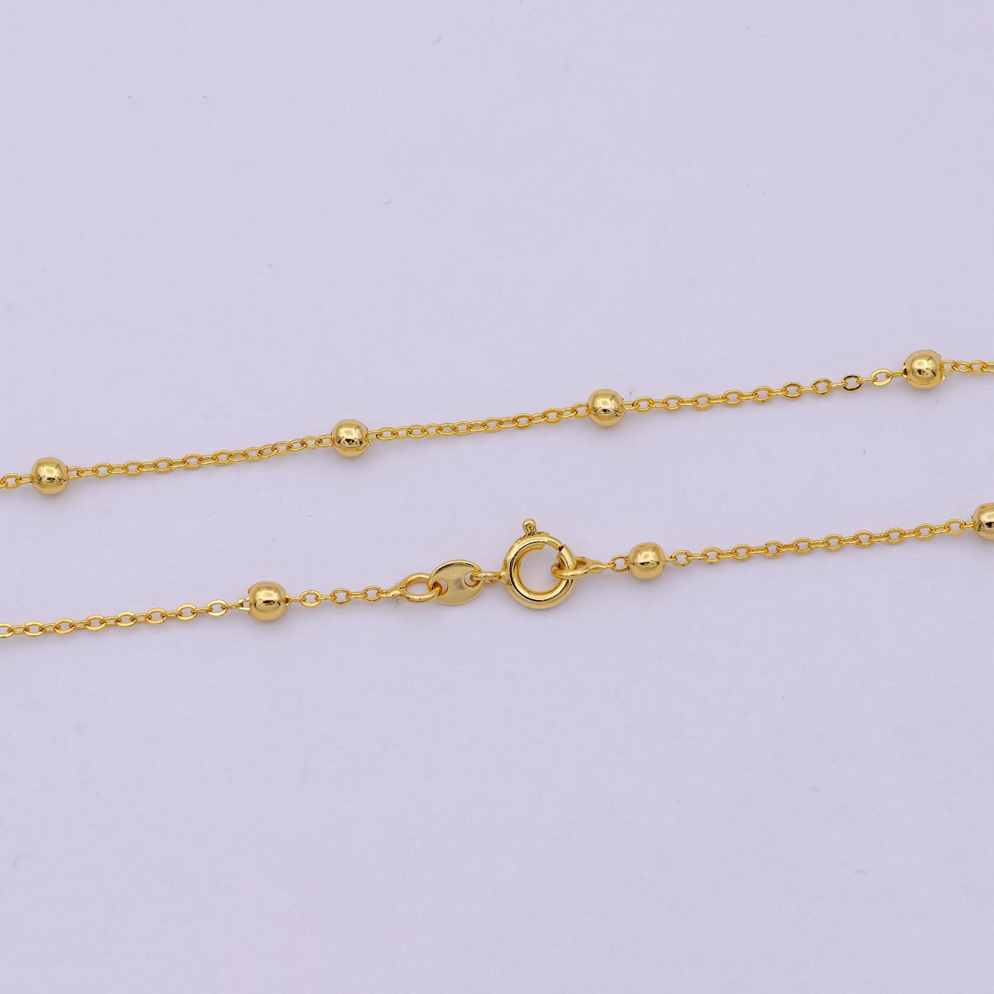 24k gold filled satellite chain dainty gold ball chain 18 / 24 inches ready to wear necklace w/ spring ring clasps | wa-527