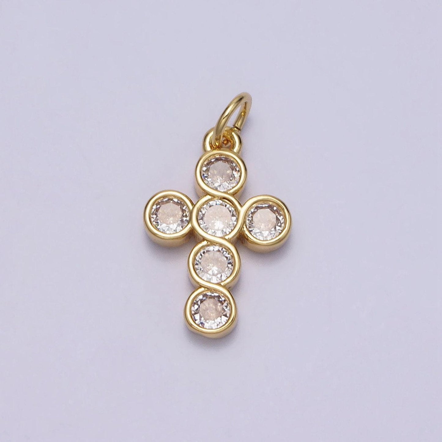 1pc round cut cubic cross pendant, cz jesus pendant, earrings pendant, bracelet charm, necklace pendant ac-240