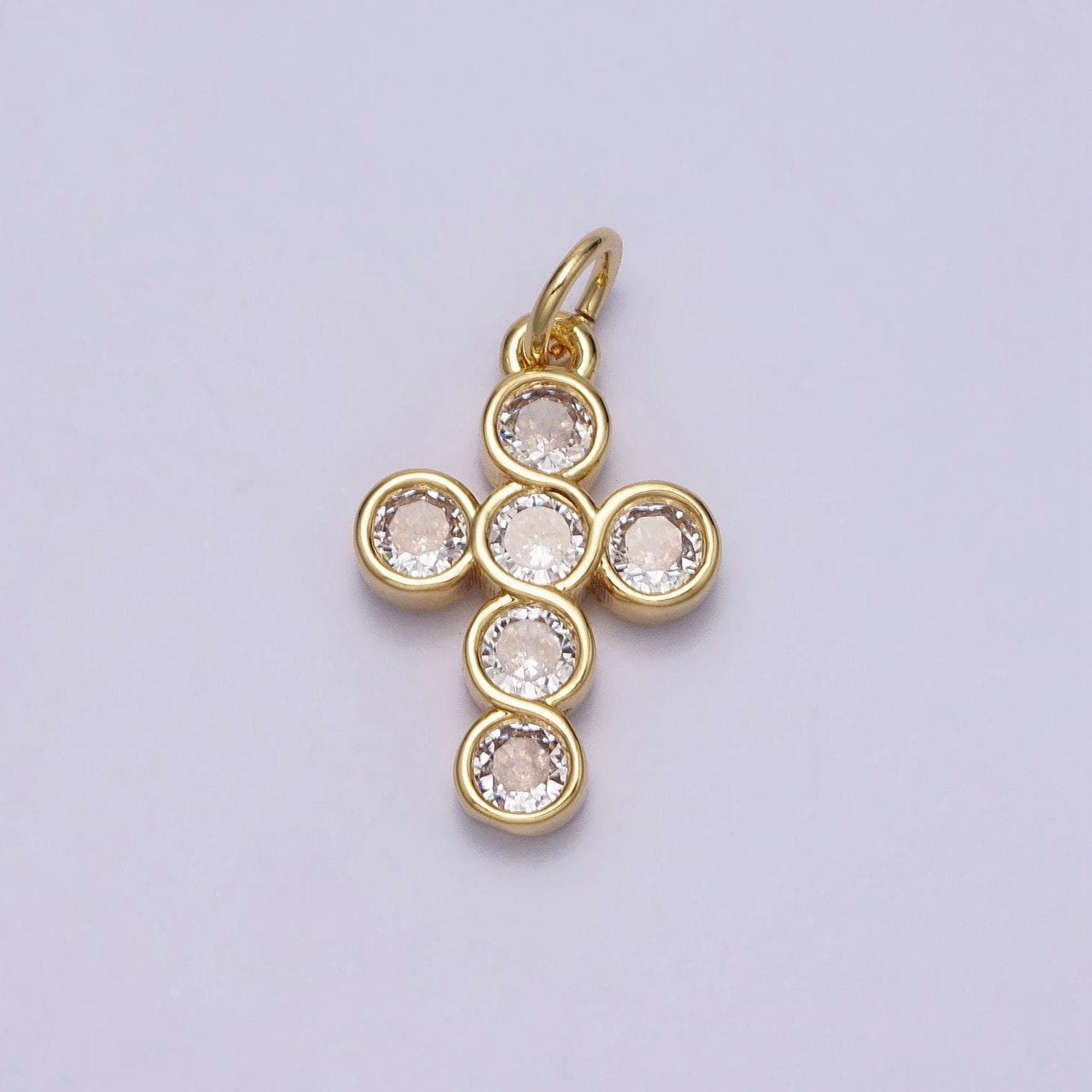 1pc round cut cubic cross pendant, cz jesus pendant, earrings pendant, bracelet charm, necklace pendant ac-240