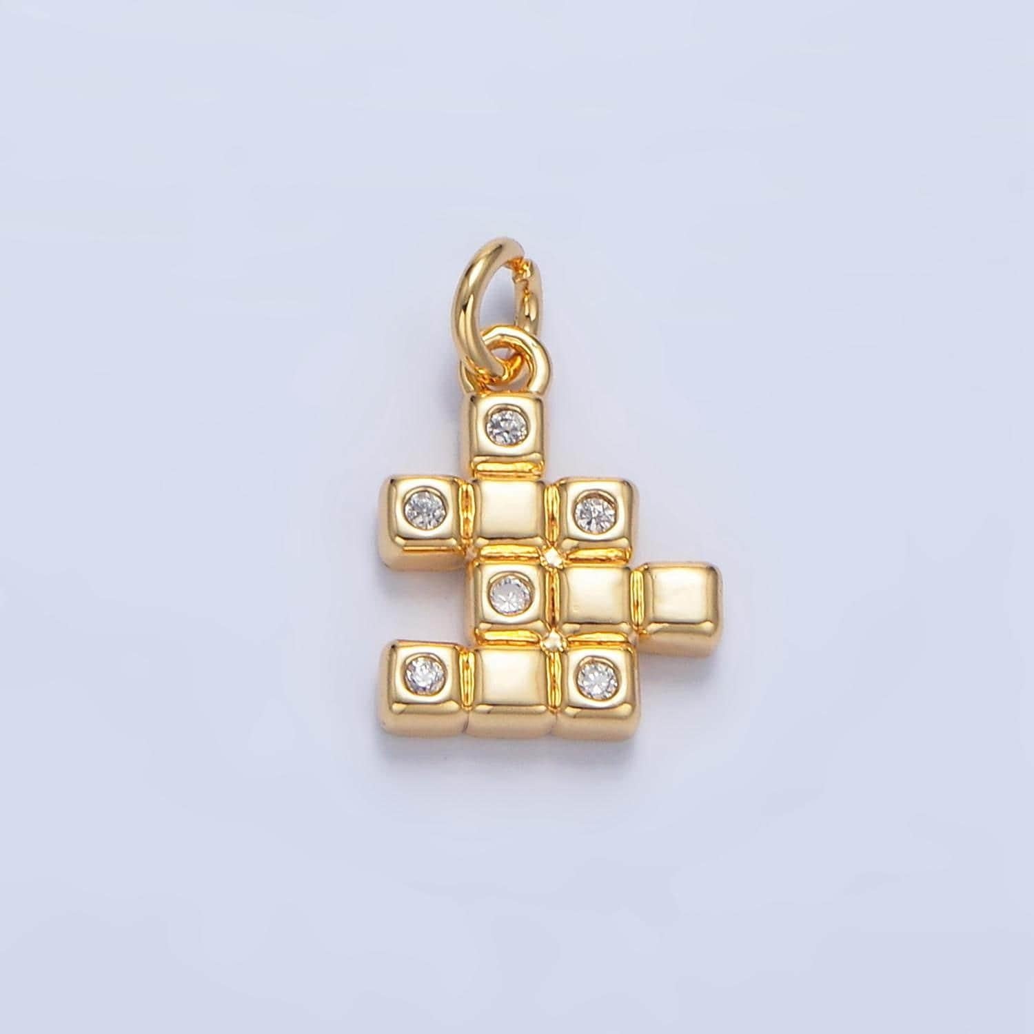24k gold filled bricks charm pendant gamer necklace gift idea gold game puzzle charm for bracelet necklace x861