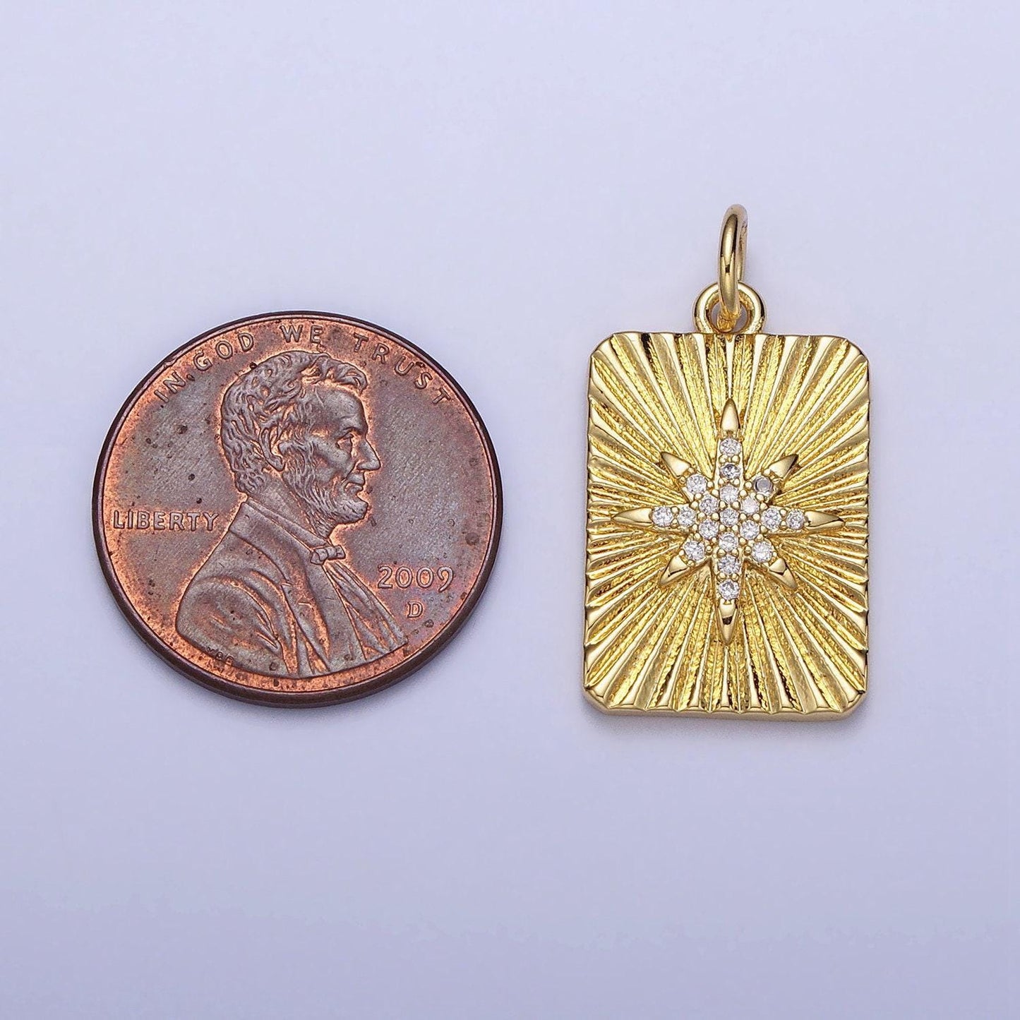 Micro pave gold north star tag plate pendant celestial tile charms with cz stones for jewelry making supplies ac360