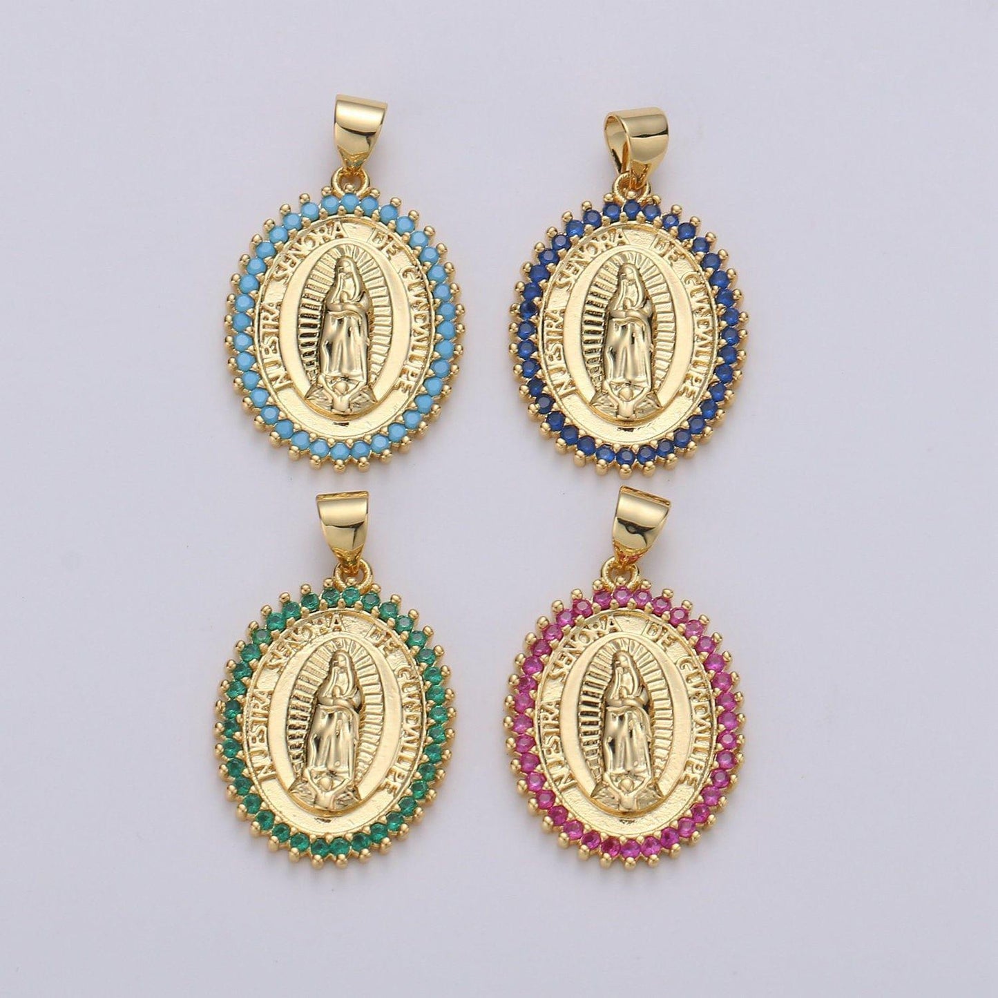 24k gold filled virgen de guadalupe pendant necklace micro pave virgen de guadalupe pendant for necklace religious jewelry i-841~i-843 i-845