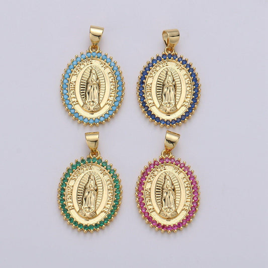 24k gold filled virgen de guadalupe pendant necklace micro pave virgen de guadalupe pendant for necklace religious jewelry i-841~i-843 i-845