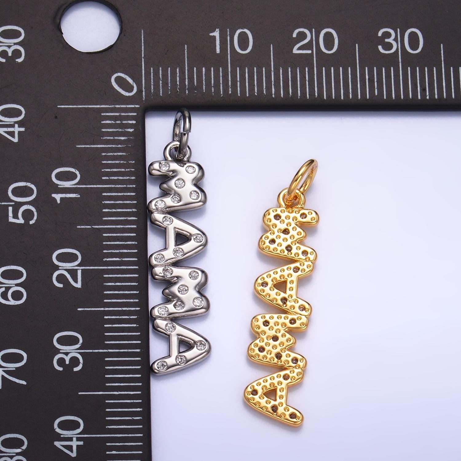 Dainty cz Bubble Gold Mama Charm for Bracelet Necklace Earring Component Diy Jewelry Making Supply CZ Word Charm Minimalist Jewelry W220