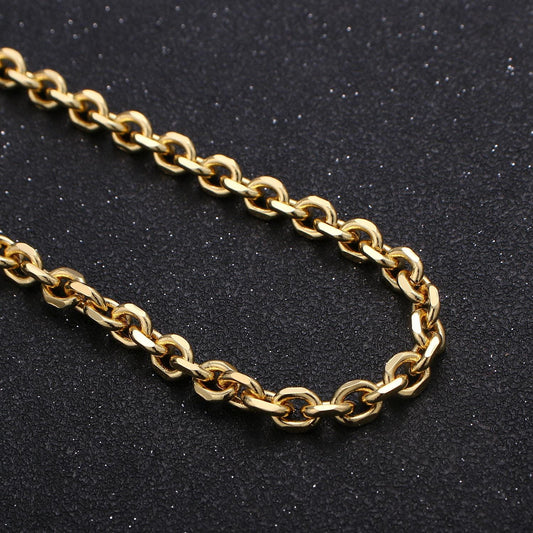 Gold rolo cable chain by yard, chunky cable rolo chain wholesale bulk roll chain for diy jewelry 5x5mm,235