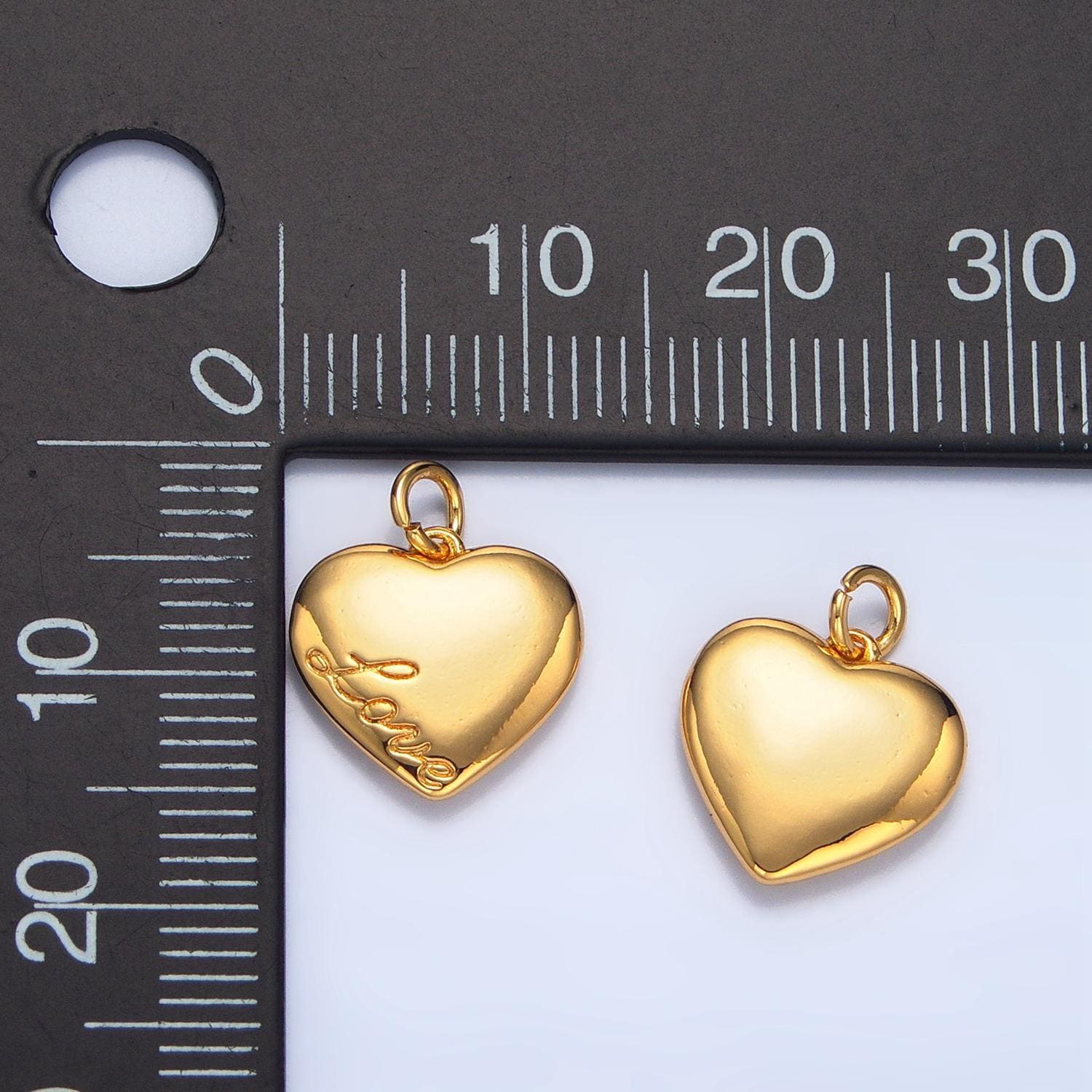 Small heart charm with love script word dainty gold mini heart add on charm - dainty heart - love inspired gold heart pendant x600