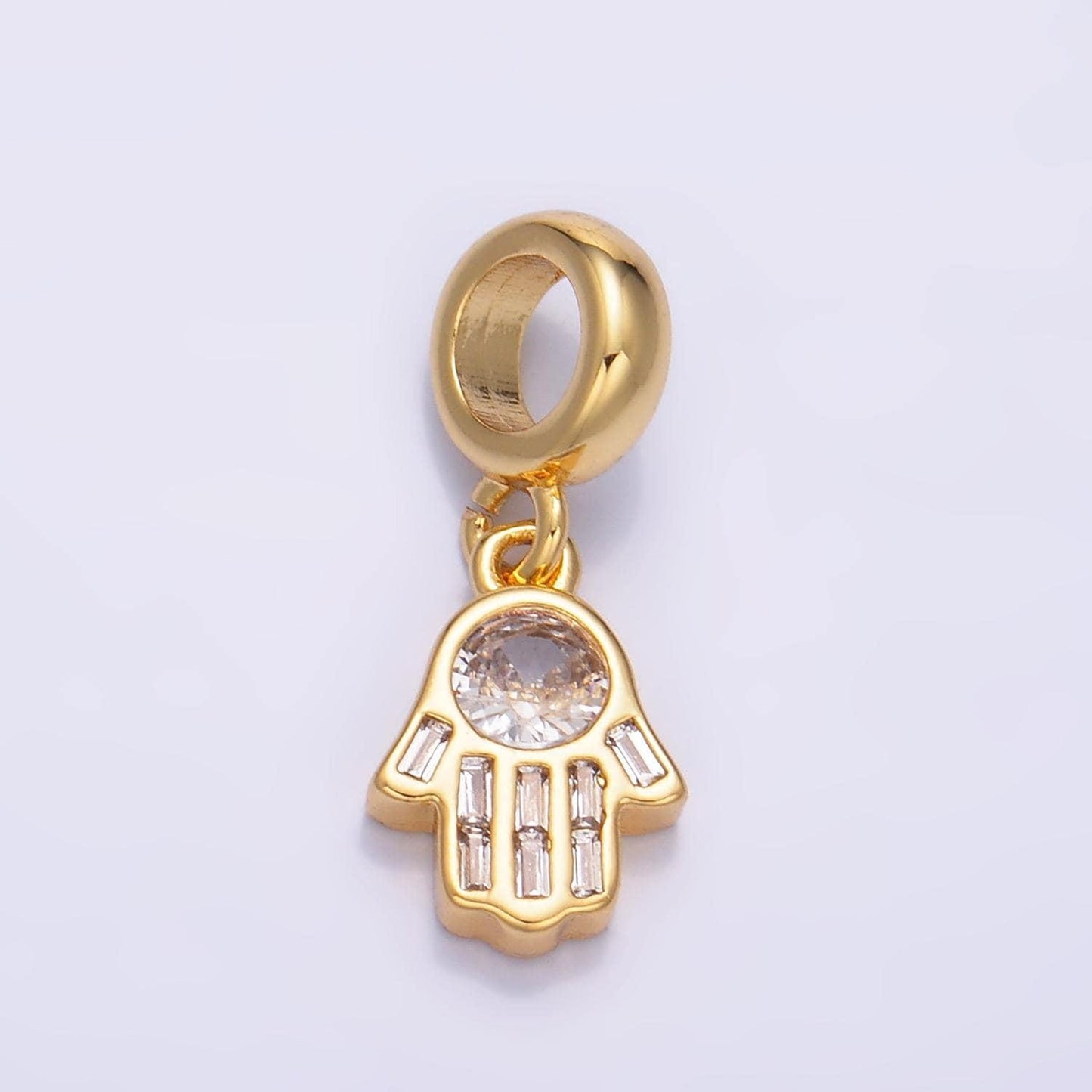 24 gold filled hamsa hand rondelle bail drop pendant hand of fatima for bracelet supply| w271