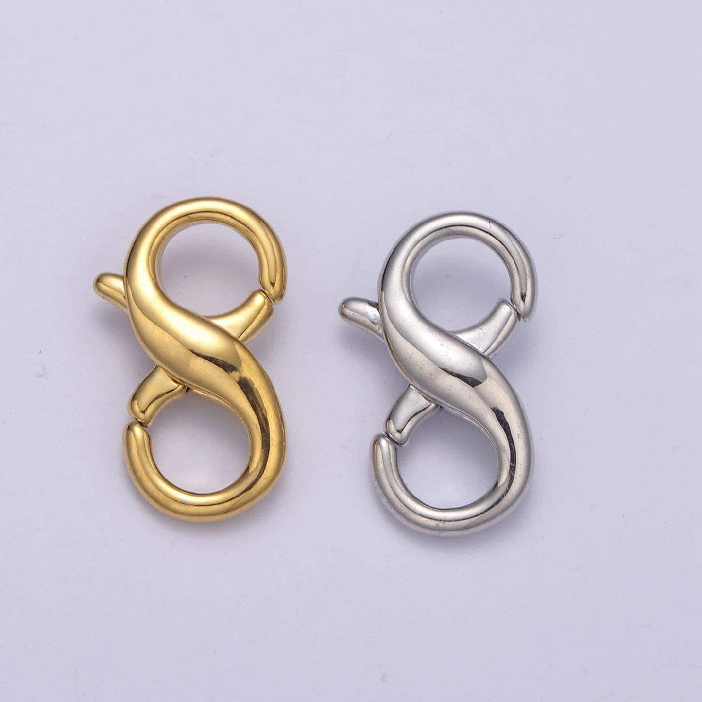 24k gold filled 18mm double opening infinity silver figure 8 interchangeable enhancer clasps for jewelry making l-580 / l-581