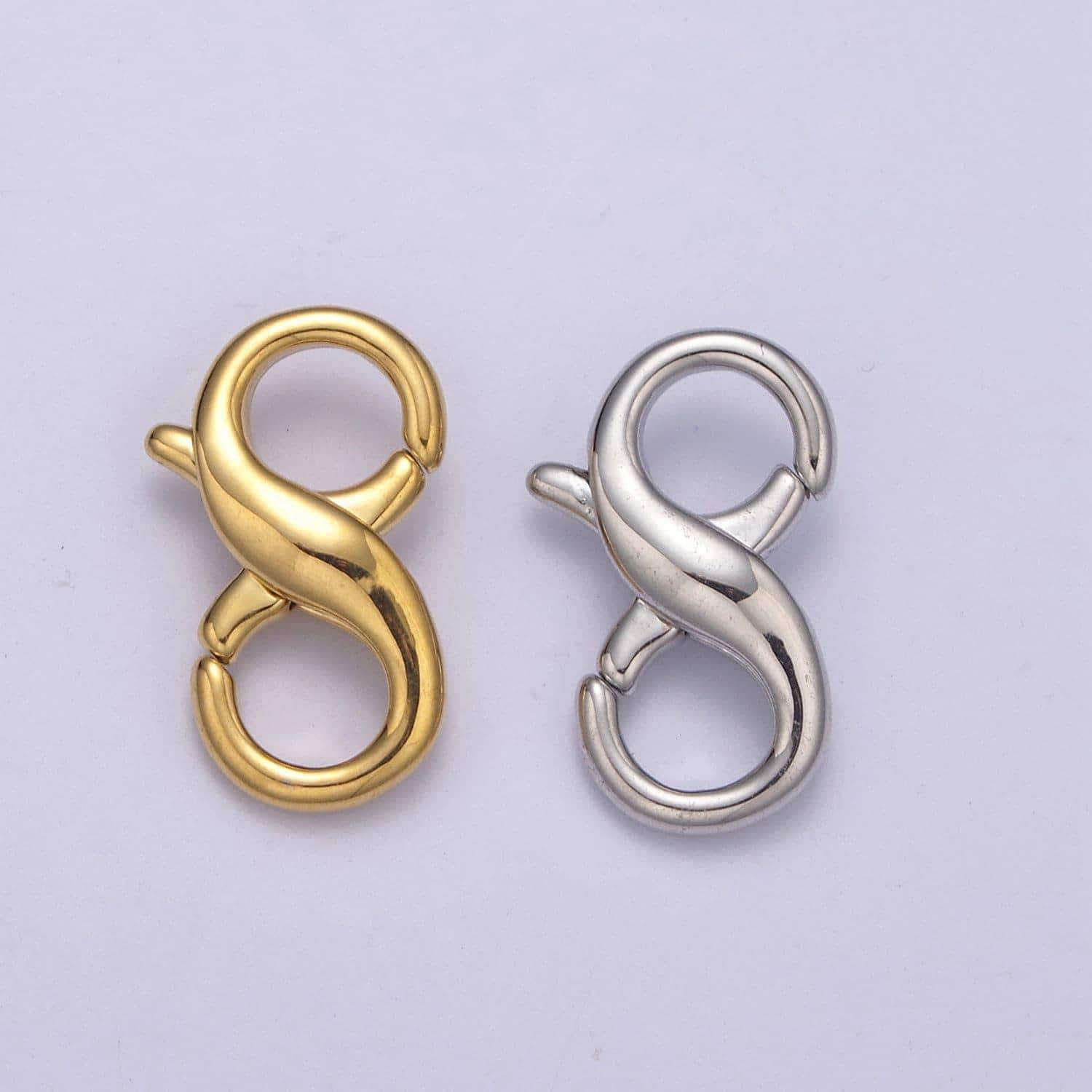 24k gold filled 18mm double opening infinity silver figure 8 interchangeable enhancer clasps for jewelry making l-580 / l-581
