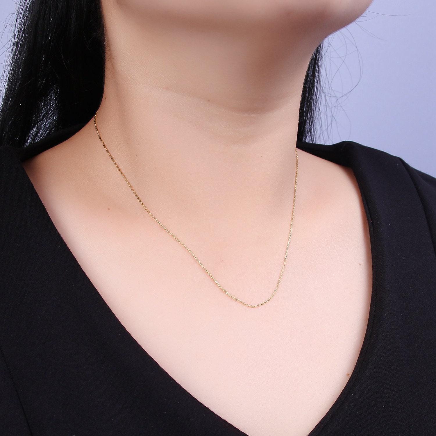 Adjustable necklace 17.7 inch ready to wear 24k gold filled cable chain necklace dainty chain for jewelry making with pendant charm wa-738