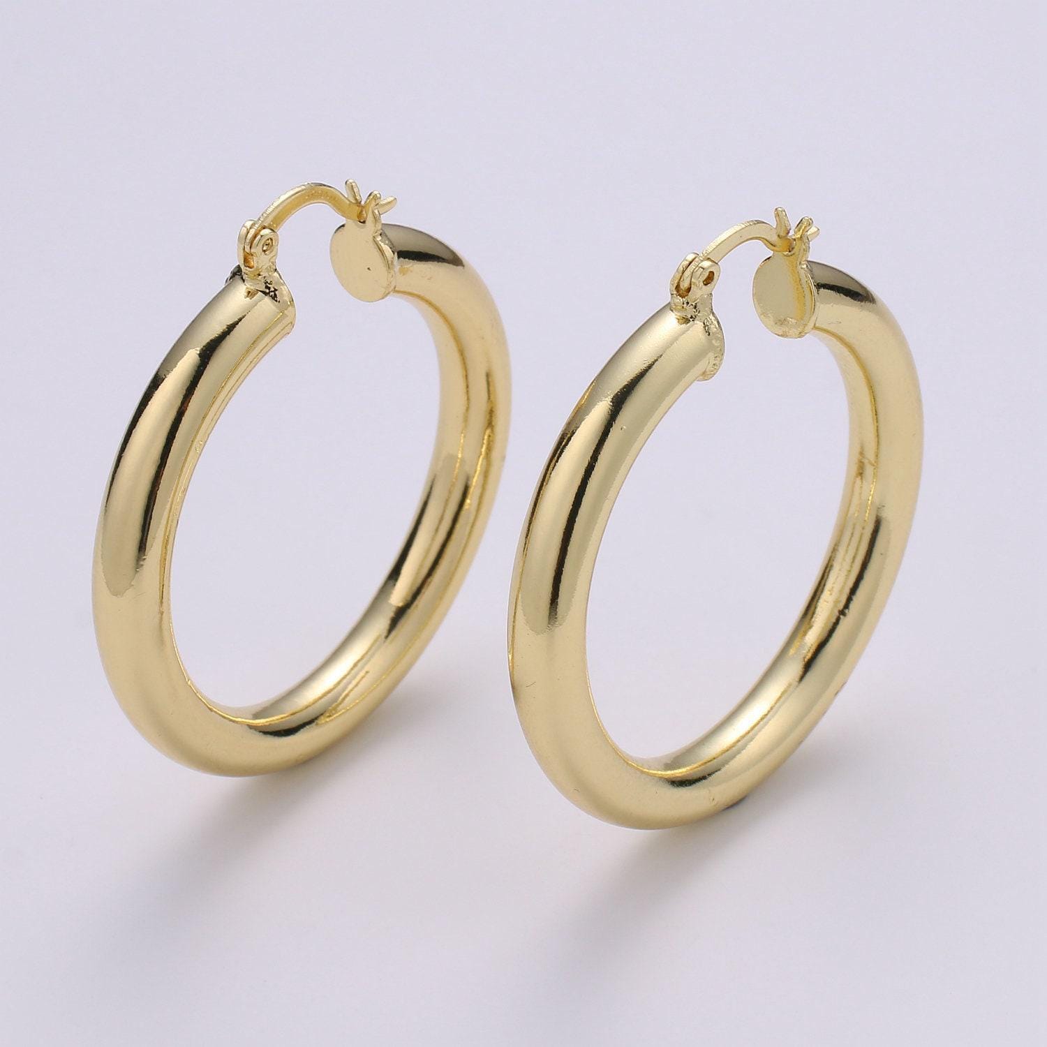 1 pair chunky lightweight hoop earrings - hollow light hoop earrings - big gold hoops - simple everyday earrings 40mm, 35mm, 25mm, q-463