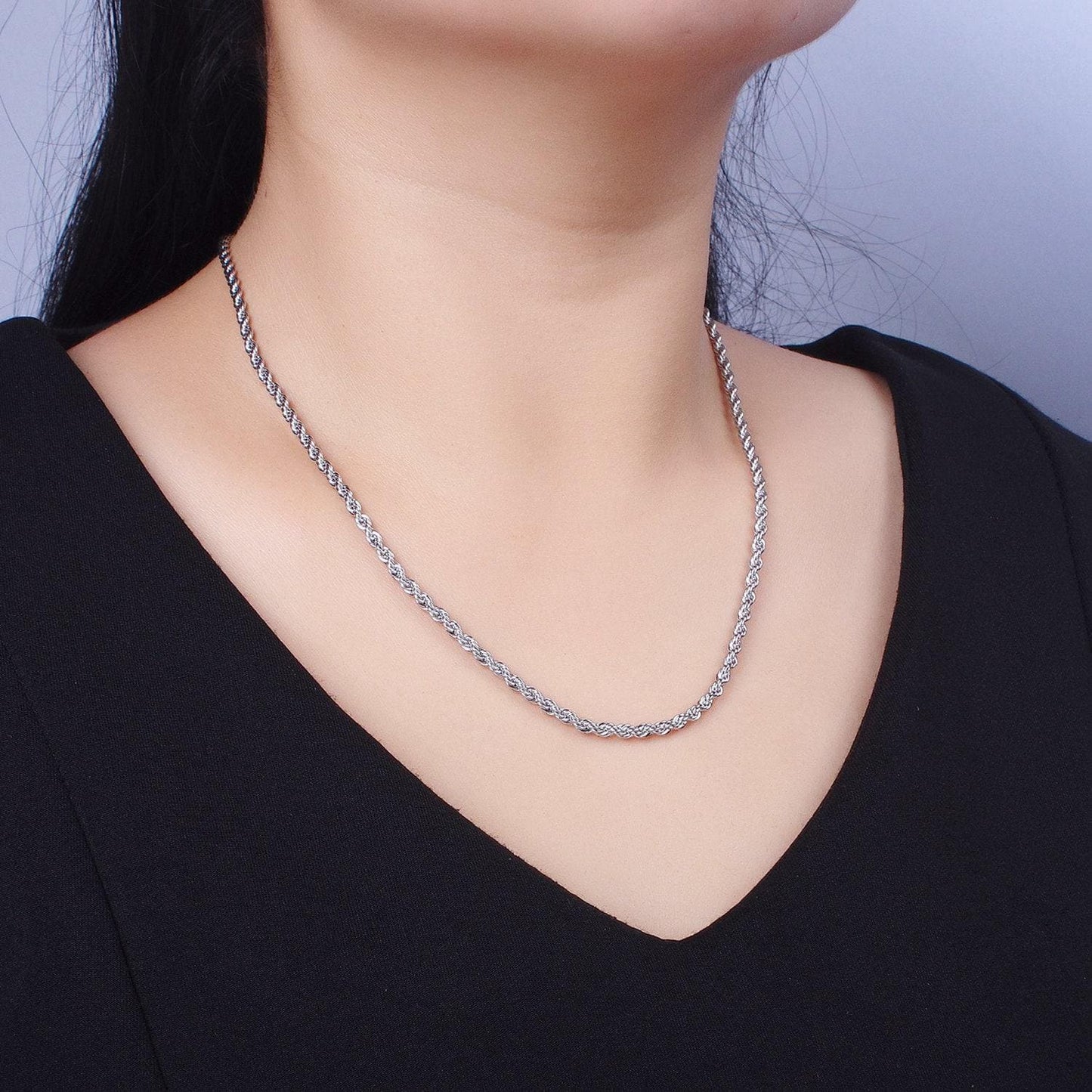 14k gold filed unisex chain necklace, rope chain necklace gold twist chain, 3mm rope chain 18 or 19.5 inch necklace wa-1520