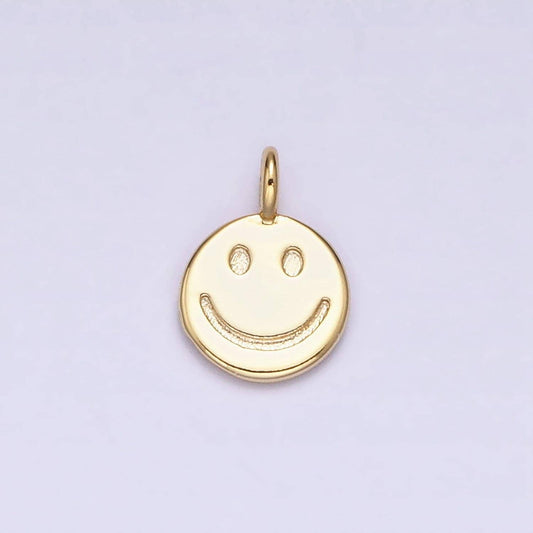 Dainty 16k gold filled happy face charm dangle charm for bracelet necklace earring component y2k jewelry ac1145