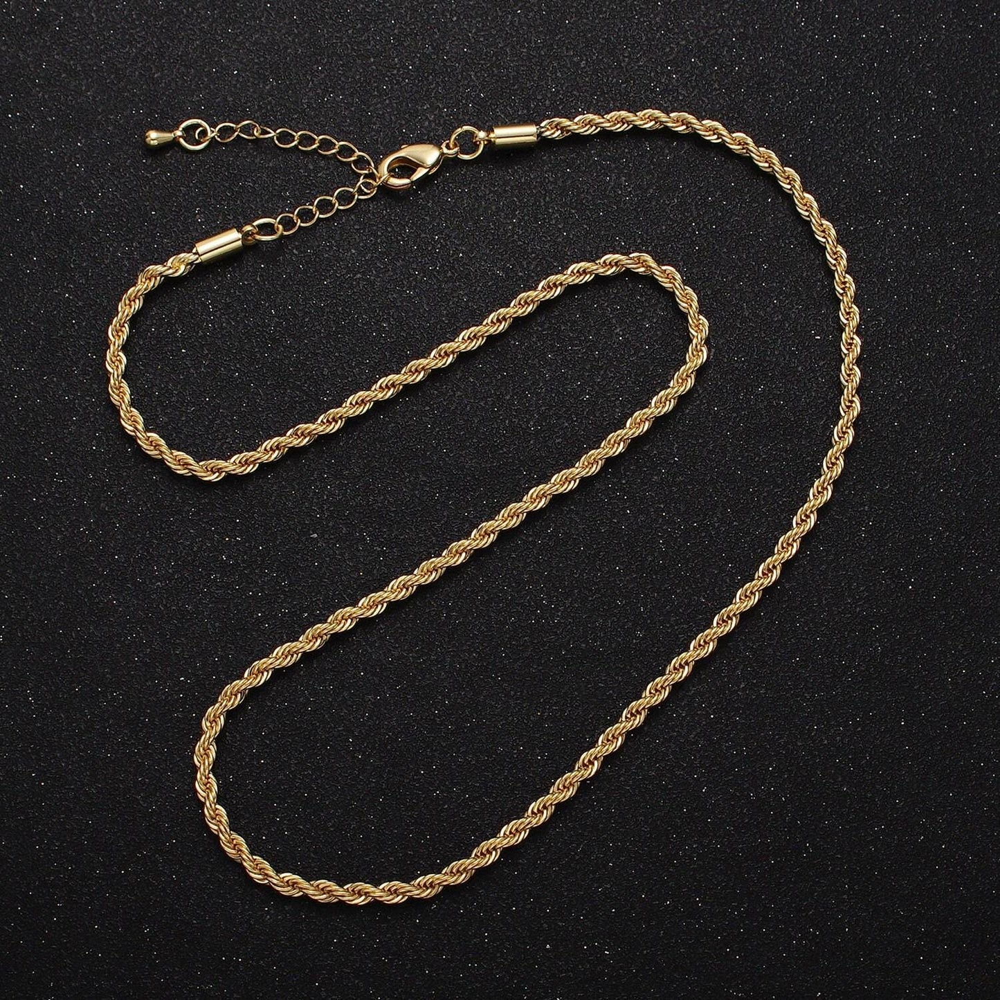 14k gold filed unisex chain necklace, rope chain necklace gold twist chain, 3mm rope chain 18 or 19.5 inch necklace wa-1520