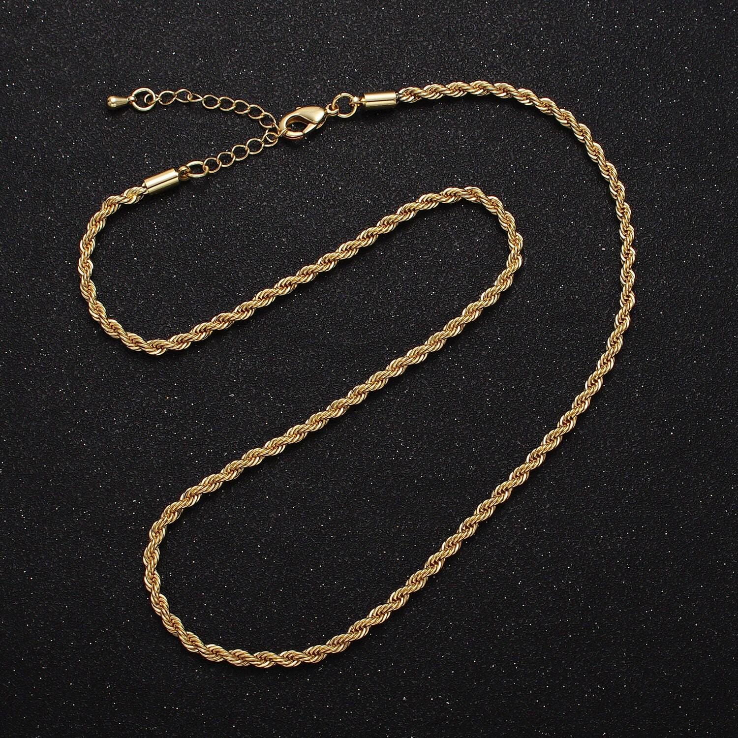 14k gold filed unisex chain necklace, rope chain necklace gold twist chain, 3mm rope chain 18 or 19.5 inch necklace wa-1520