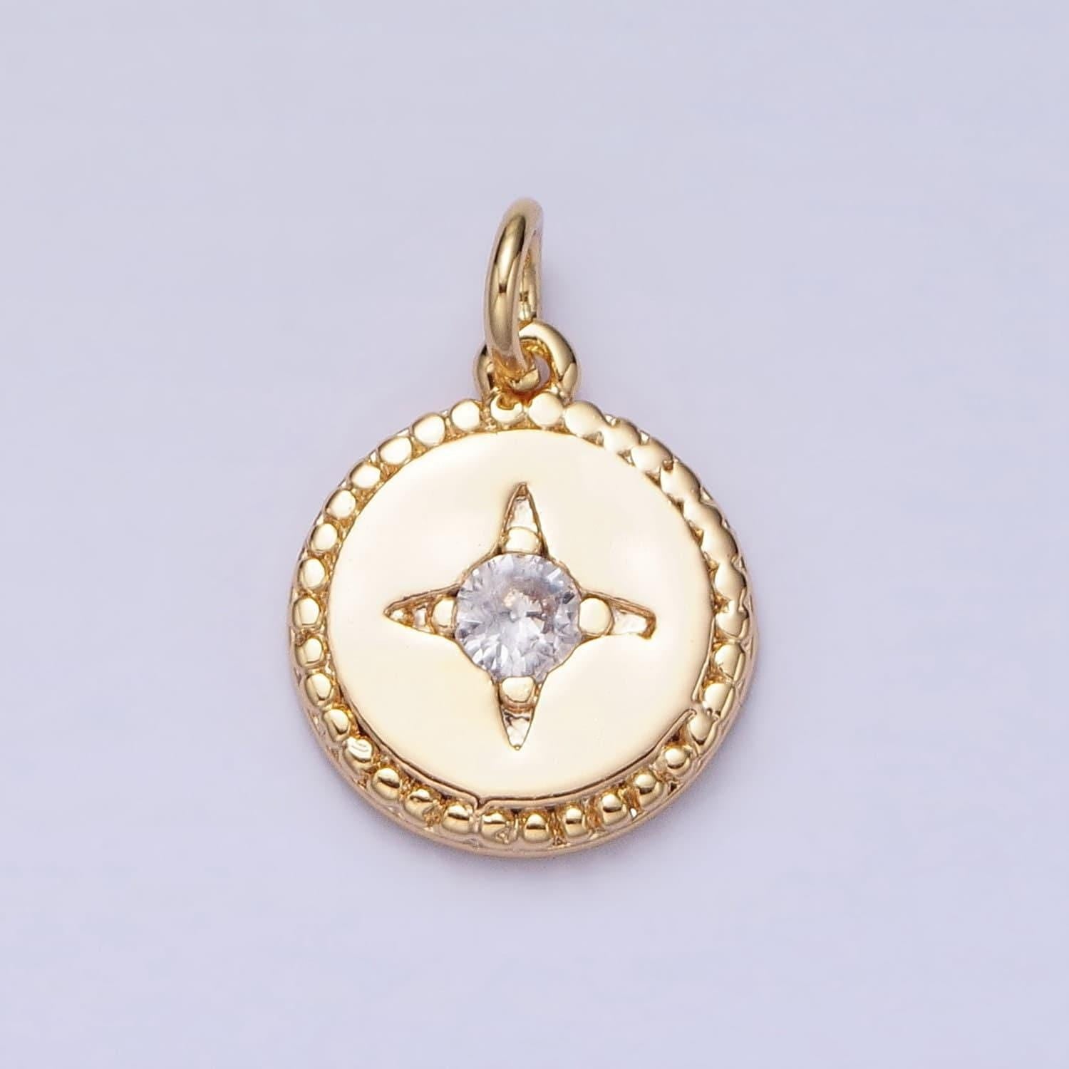 16k gold filled mini star cz braided round add-on charm in gold & silver | ac1221 ac1222