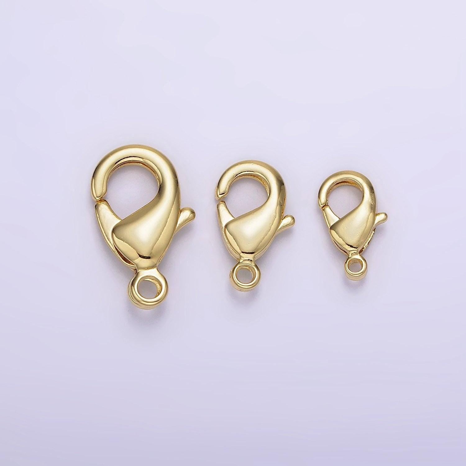 14k gold filled 15mm, 12mm, 10mm lobster claw clasps closure findings supply for jewelry making | z533 - z535