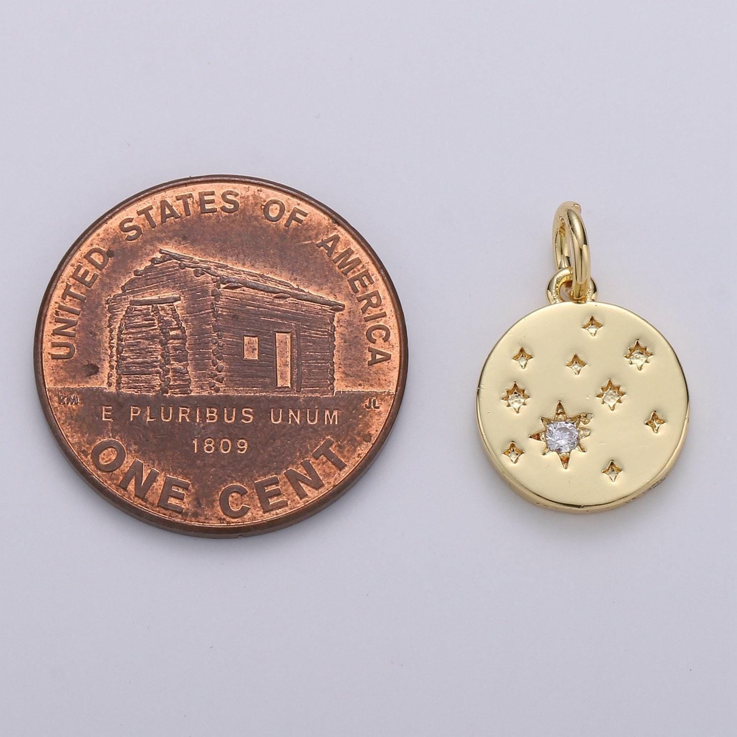 Gold micro pave cz star charm, cubic galaxy micro pave cz pendant, charm pendant, celestial jewelry, chgf-1422