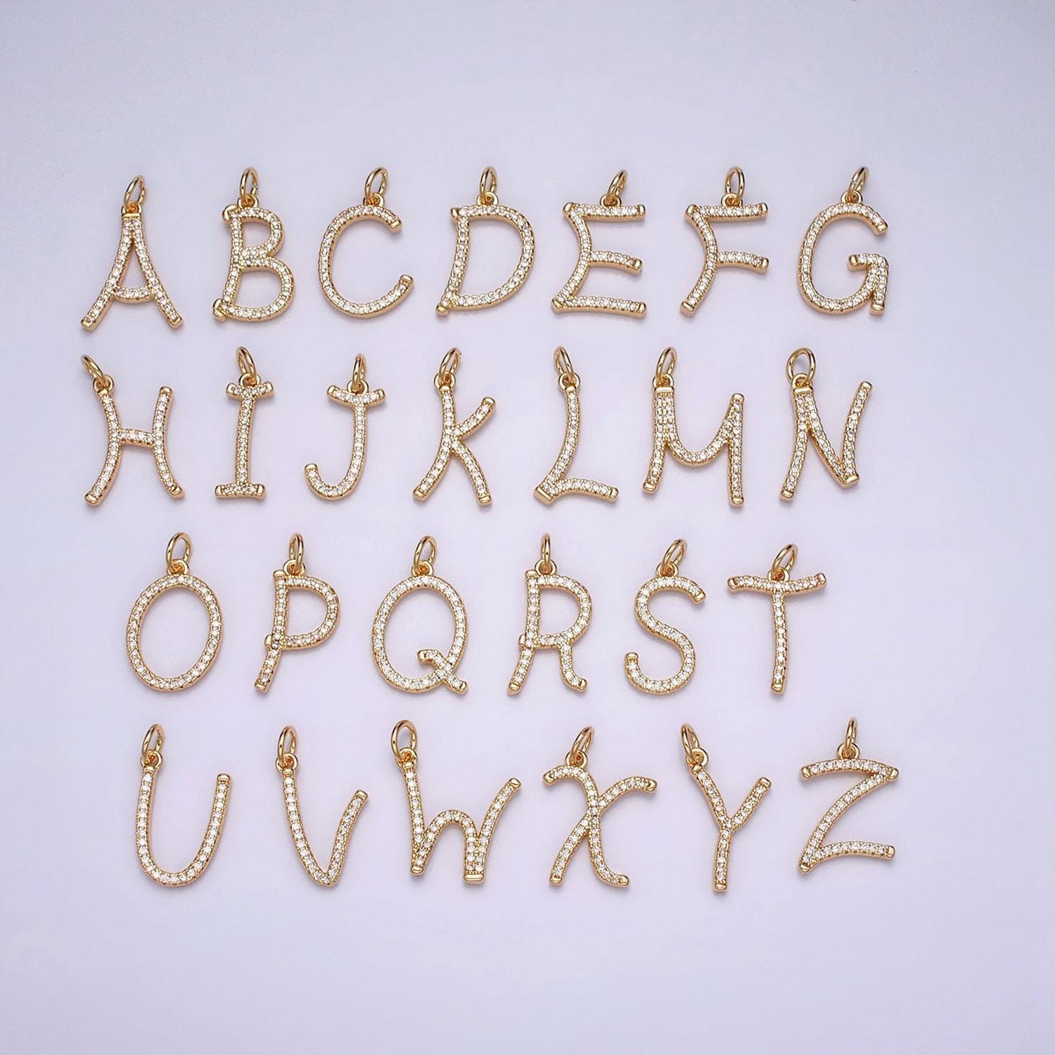 16k gold fill cz micro pave initial letter charm capital letter alphabet pendant cursive name jewelry personalized handmade jewelry