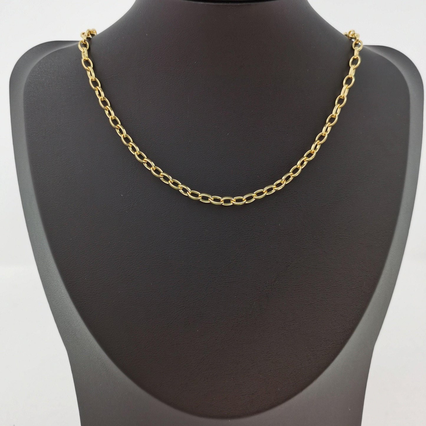 Gold rolo cable chain by yard, oval link chain by foot, wholesale bulk roll chain for jewelry making, width 4.1mm, 62, 196, 201