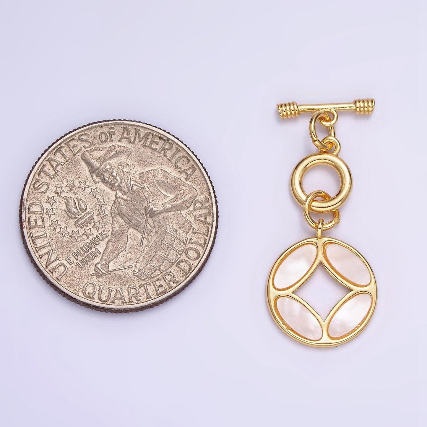 14k gold filled open pearl quatrefoil ot toggle clasps closure jewelry making supply | z-694