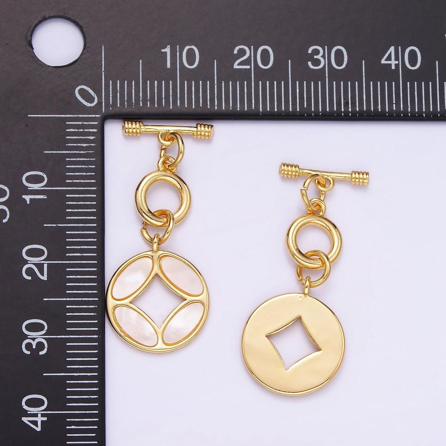 14k gold filled open pearl quatrefoil ot toggle clasps closure jewelry making supply | z-694
