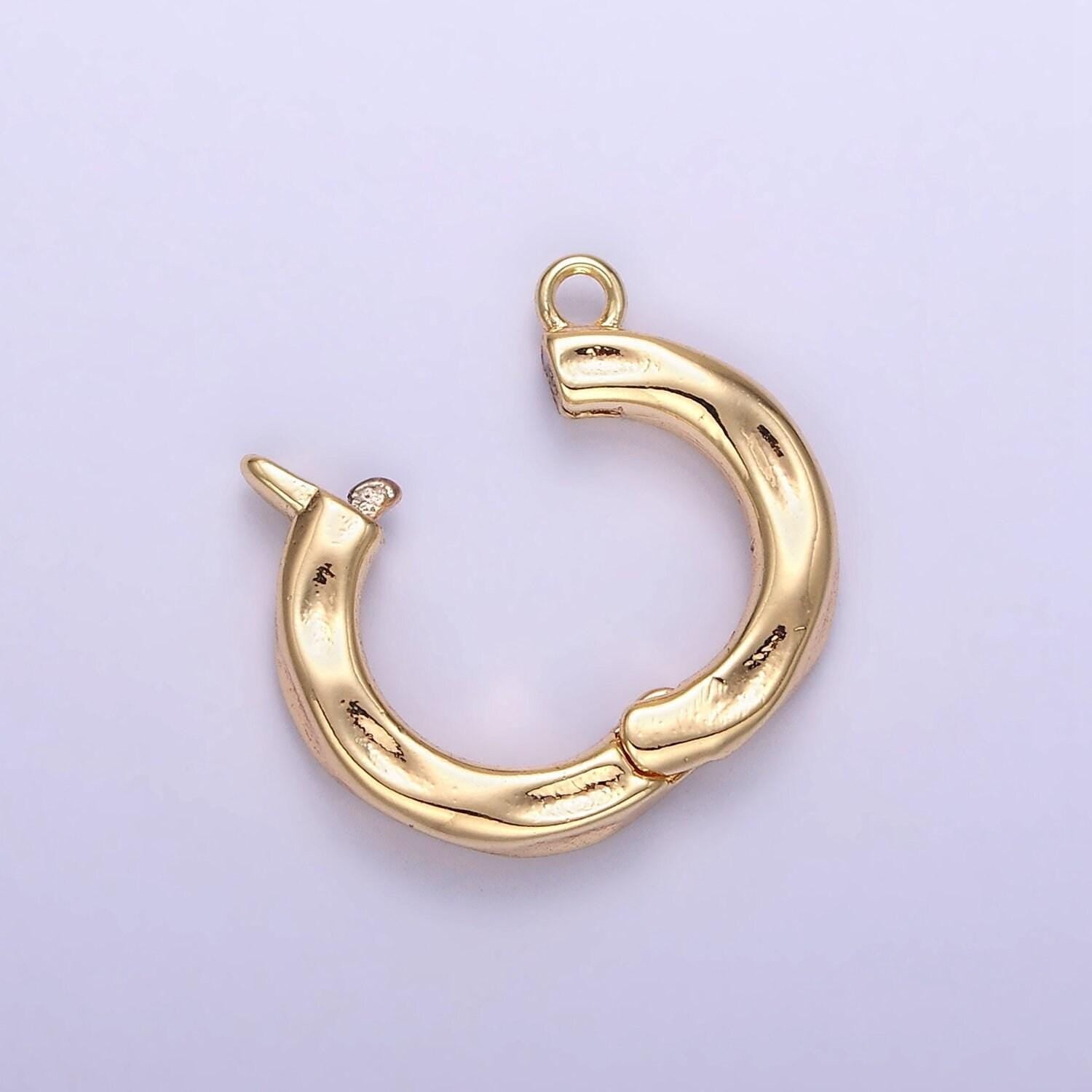 Mini hammered texture classic round gold charm enhancer clasp pendant clasp for bracelet necklace jewelry making z795