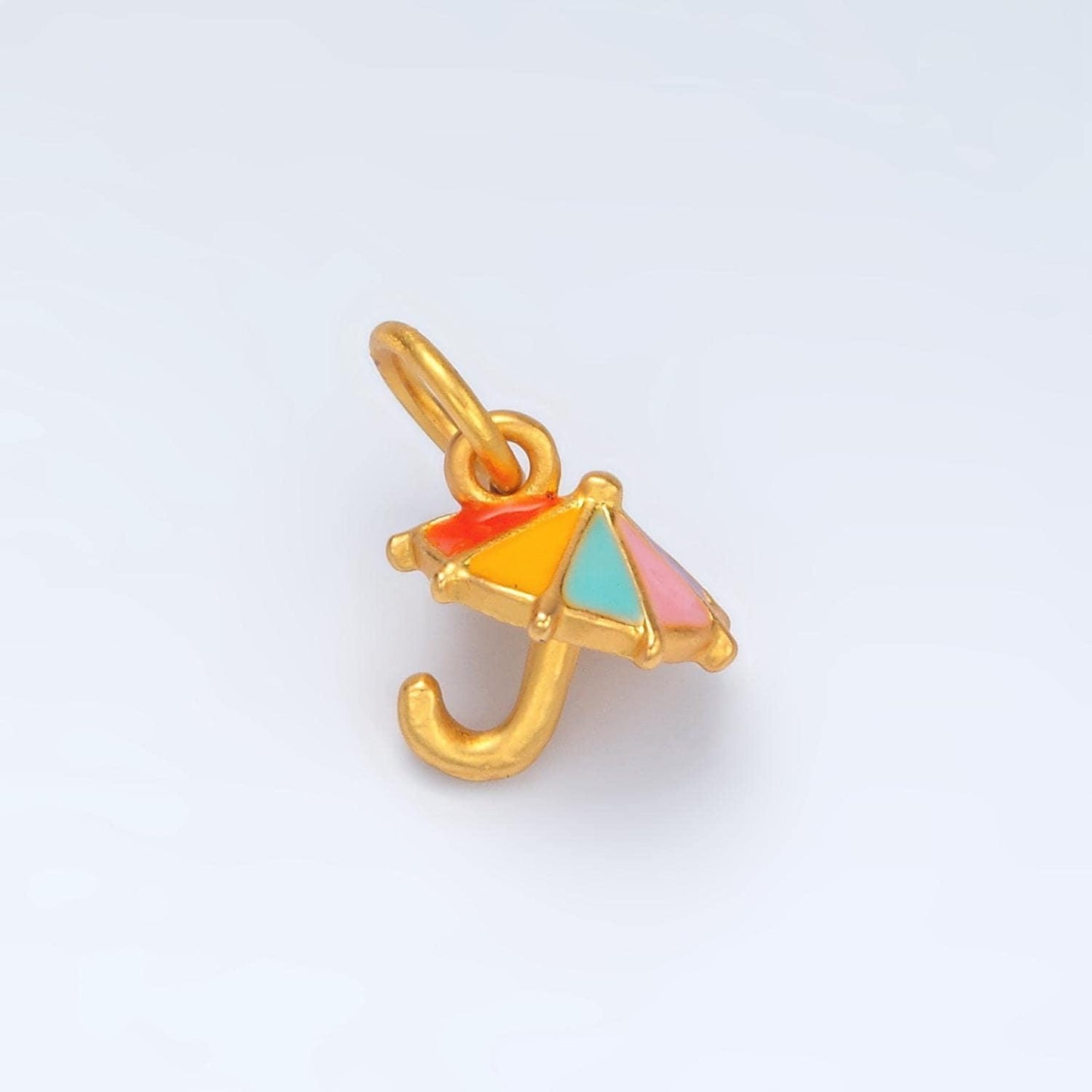 24k gold filled mini children's enamel open umbrella charm | m-143